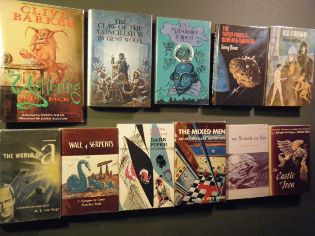 (11 Sci Fi 1sts in djs) The Wind From a Burning Wo: (11 Sci Fi 1sts in djs) The Wind From a Burning Woman by Greg Bear. Arkham House, 1983. Illus. NF/NF. With: The Mixed Men An Interstellar Adventure by AE Van Vogt. Gnome Press, NY, 1952. Bookplate and