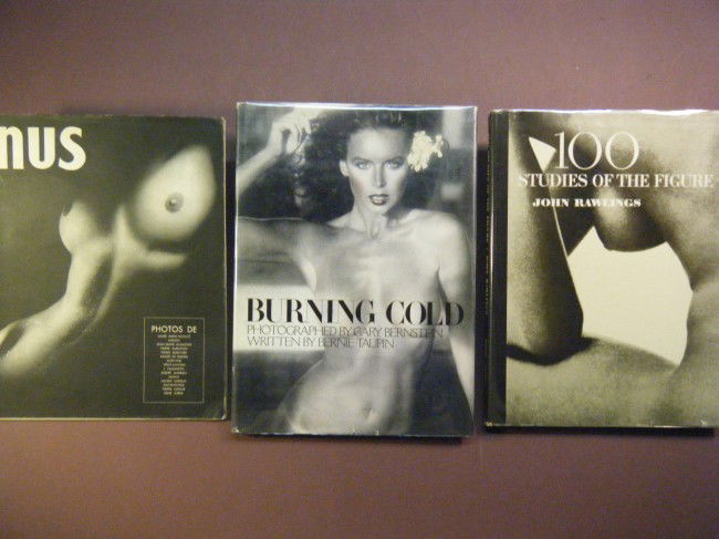 (3 re: nude photography) Burning Cold by Bernie T: (3 re: nude photography) Burning Cold by Bernie Taupin, and with photographs by Gary Bernstein. Harmony Books, New York, 1978. Folio. Near fine in a lightly edgeworn/chipped dj. With Nus. Societe Pa