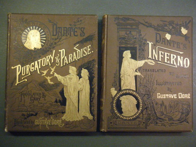 (2 Gustave Dore illus titles) Purgatory and Paradi: (2 Gustave Dore illus titles) Purgatory and Paradise Dante Alighieri, Cassell & Company, New York, London & Paris. New Edition. Folio. Ca. 1885. Bound in brown cloth w/ gilt lettering and black pictor
