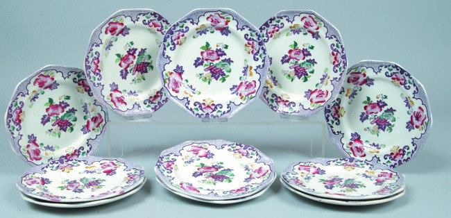Eleven "Candia" Paneled Ironstone Plates; 8 1/2" d: Eleven "Candia" Paneled Ironstone Plates; 8 1/2" dia. Mfg. by John Ridgway and Co., Condition: GOOD