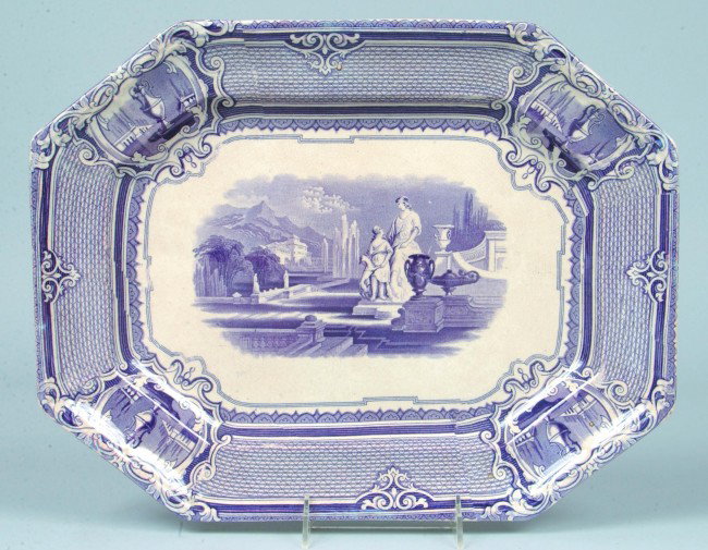 Paneled "Carrara" Ironstone Platter; 12"w. x 15 1/: Paneled "Carrara" Ironstone Platter; 12"w. x 15 1/2"l., No makers mark, attributed to John Holland, England. Condition GOOD