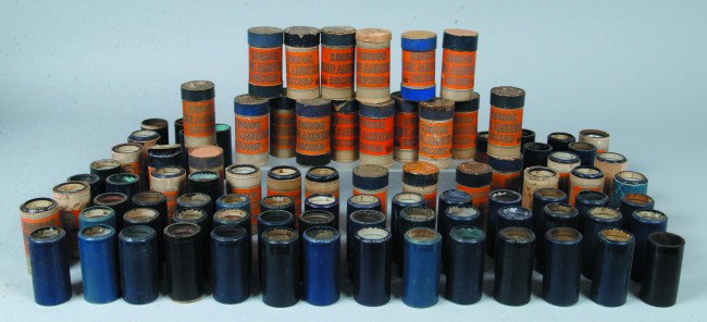 90 Edison Phonograph Cylinders; various titles; so: 90 Edison Phonograph Cylinders; various titles; some in tube cases others not. Condition: fair