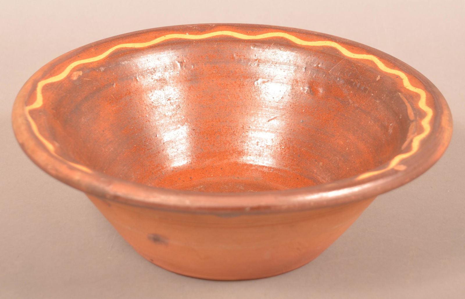 19th Century Glazed Redware Bowl. (1 of 3)