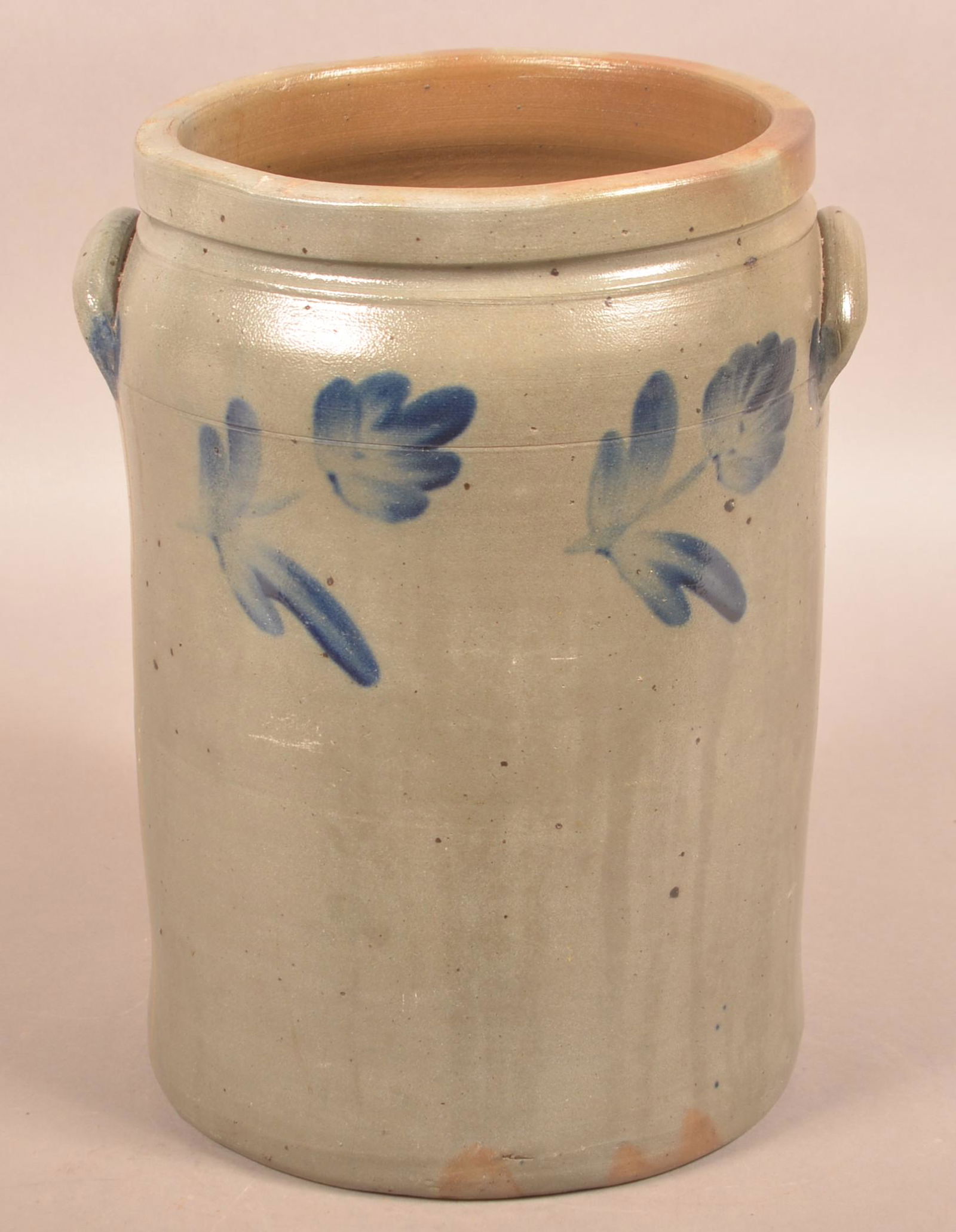 5-Gallon Stoneware Crock with Floral Decoration. (1 of 4)