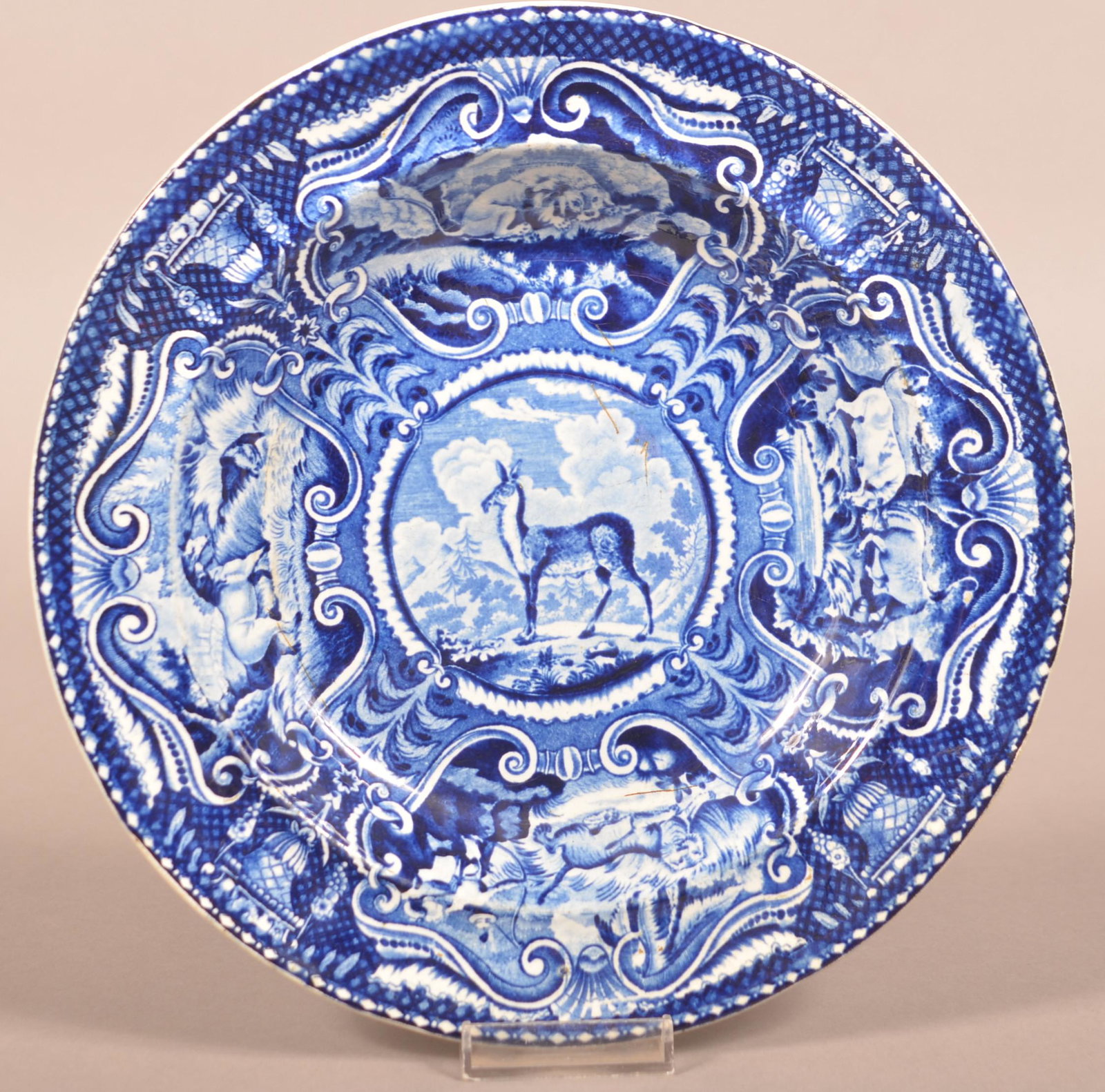 Staffordshire China "Quadrupeds" Soup Plate. (1 of 3)