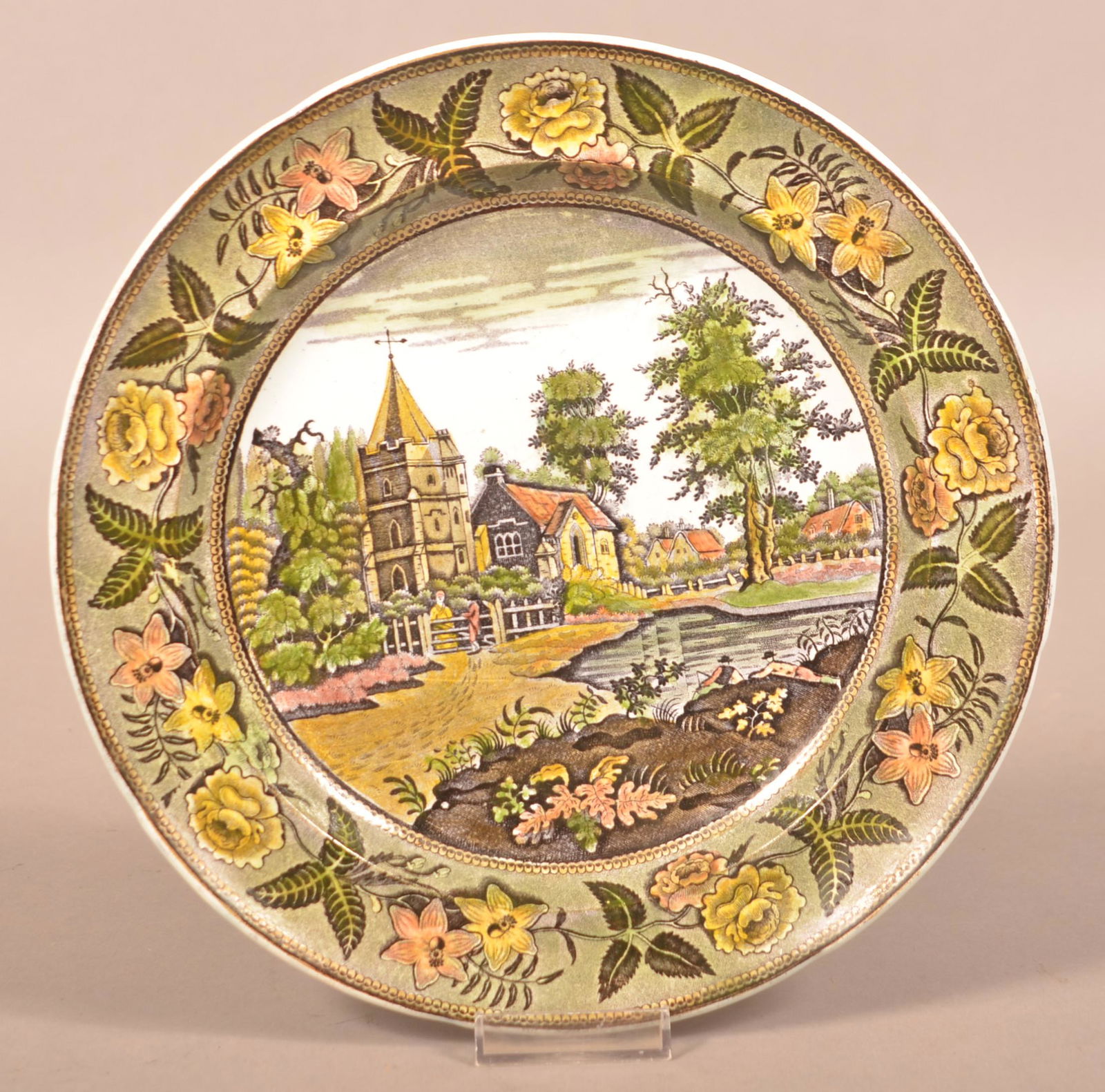 Large Salopian Soft Paste China Plate. (1 of 2)