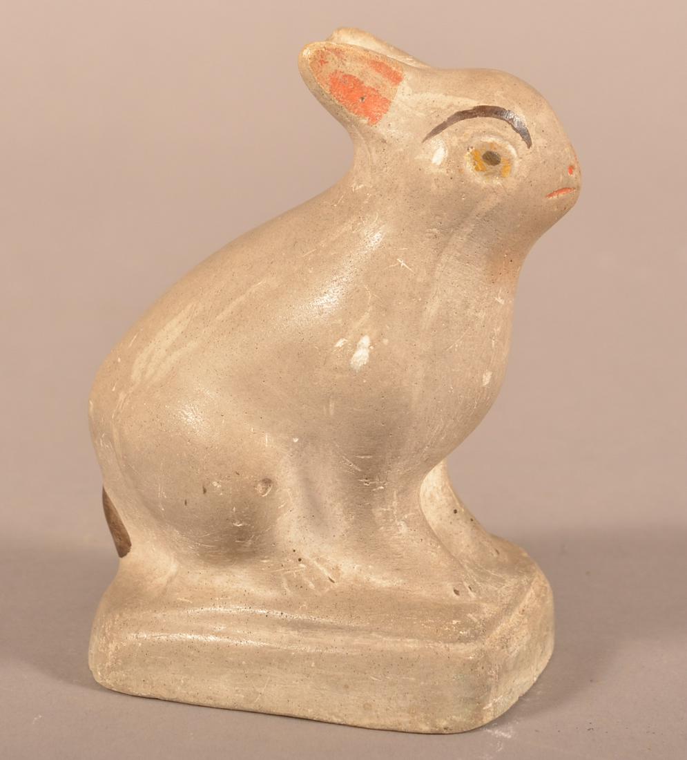 PA 19th Century Chalkware Rabbit Figure. (1 of 3)
