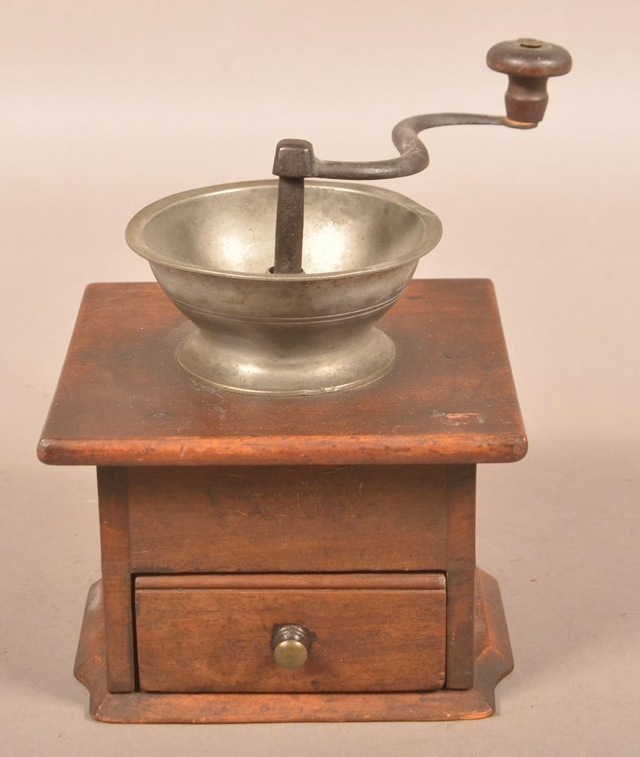 York Co., PA, Pewter Mounted Coffee Grinder. (1 of 4)