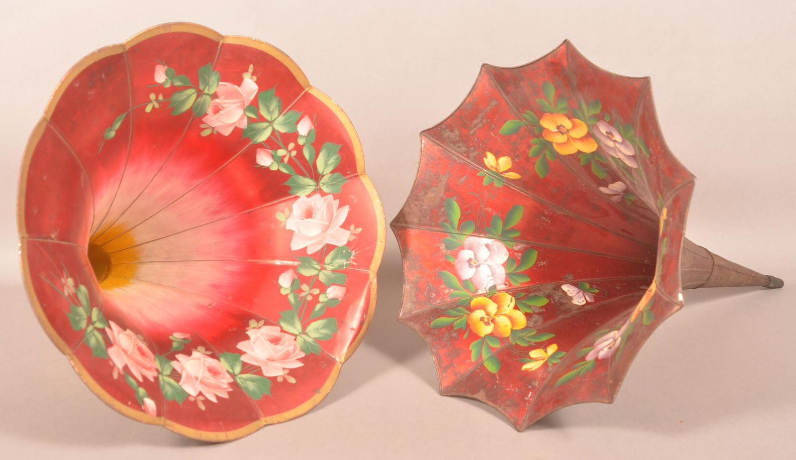 Two Antique Morning Glory Phonograph Horns. (1 of 4)