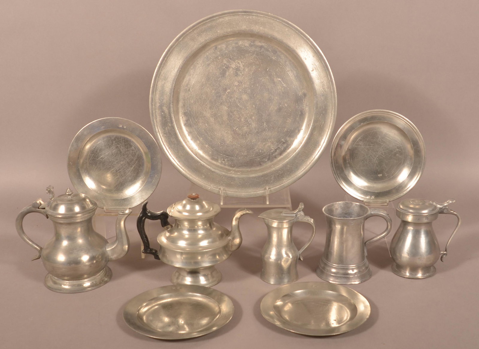 Lot of Antique Pewter Tablewares. (1 of 7)