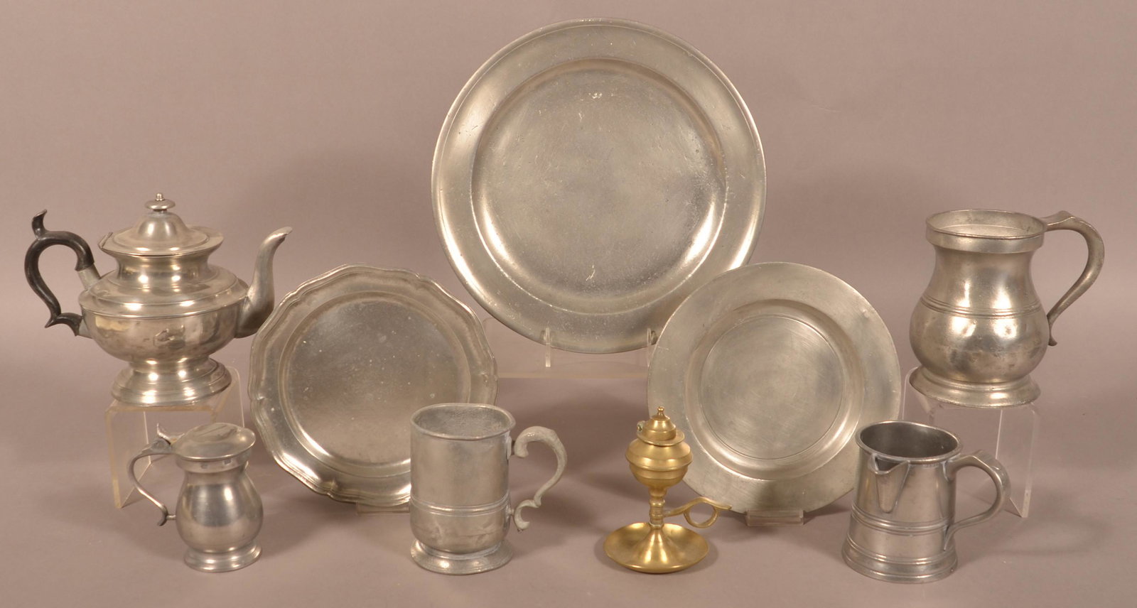 Lot of Antique Pewter Tablewares. (1 of 8)