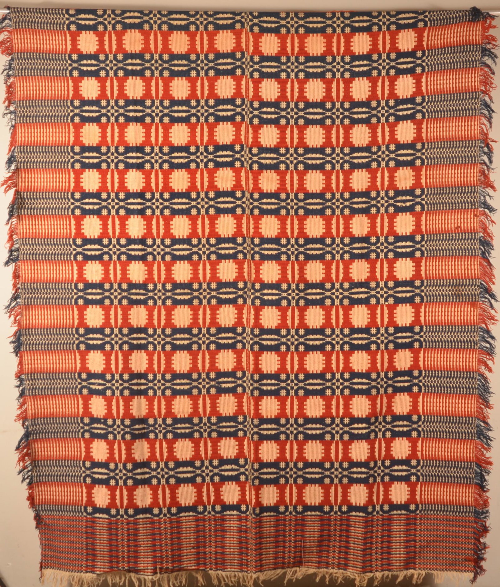 PA 19th Century 2-Part Overshot Coverlet. (1 of 6)