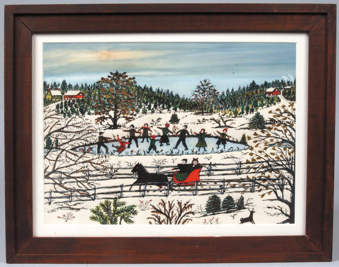 Hattie Brunner Winter Ice Skating Scene, polychrom