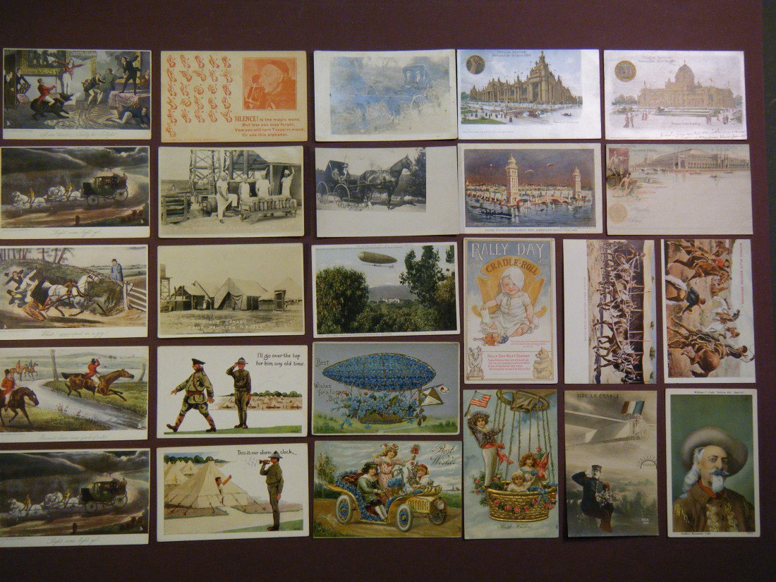 (A varied Miscellany) This lot of postcards incl 5 : (A varied Miscellany) This lot of postcards incl 5 Tucks of Henry Alken sporting prints (1 dup), World's Fair (incl a Columbian expo, dated 1899 and with "official souvenir postal" printed on its fron