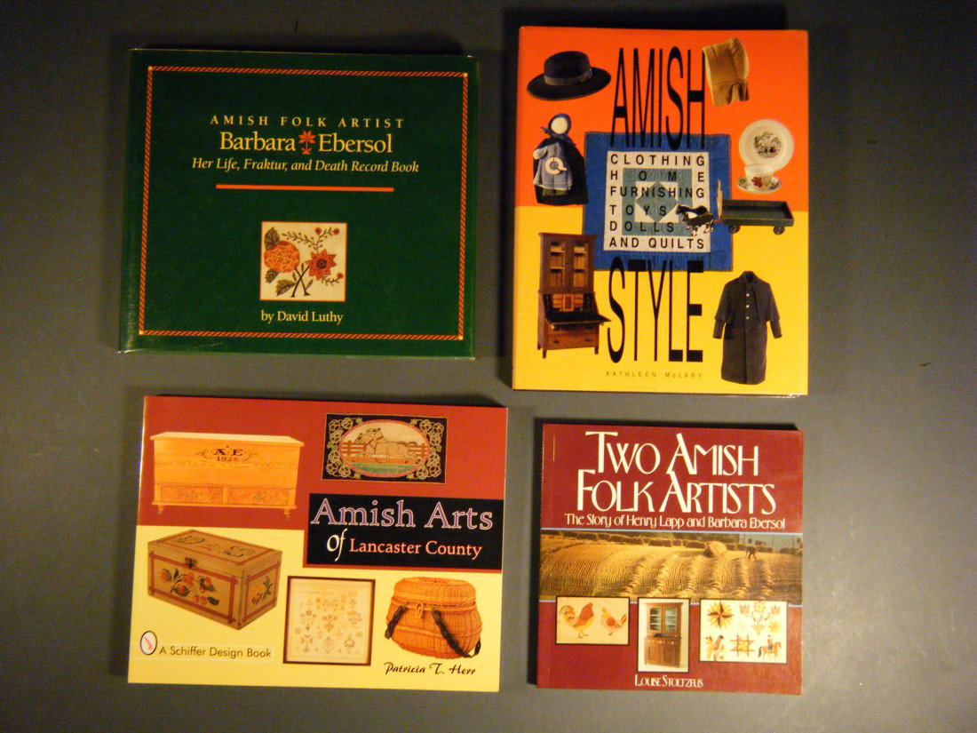 (4 on the Decorative Arts of the Amish) AMISH STYL: (4 on the Decorative Arts of the Amish) AMISH STYLE CLOTHING, HOME FURNISHINGS, TOYS, DOLLS, AND QUILTS by Kathleen McLary. Indiana U Press, Bloomington, 1993. 4to, 104pp. F/F; AMISH FOLK ARTIST BARBA