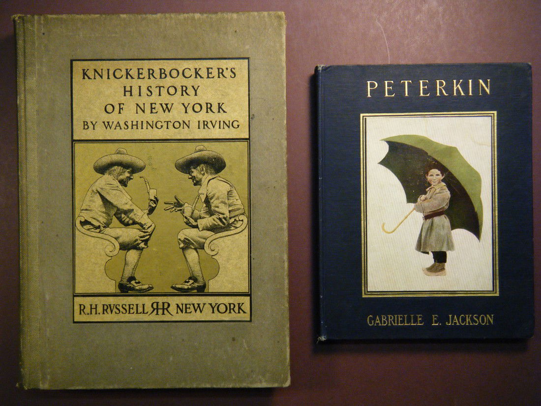 (2 illustrated by Maxfield Parrish) A HISTORY OF N: (2 illustrated by Maxfield Parrish) A HISTORY OF NEW YORK FROM THE BEGINNING OF THE WORLD TO THE END OF THE DUTCH DYNASTY, by Diedrich Knickerbocker(Washington Irving), RH Russell, New York, 1903, Fol