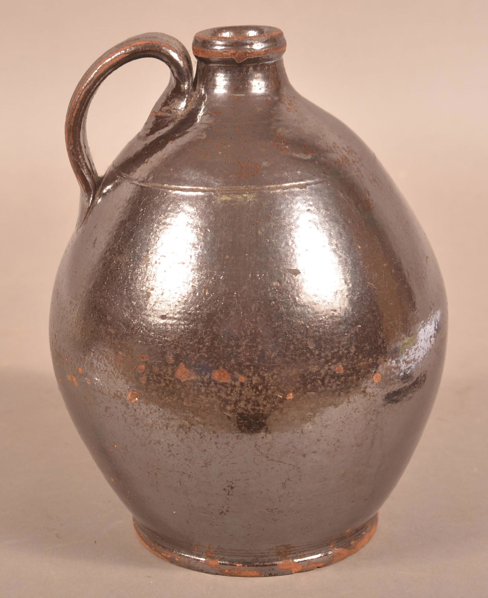 19th Century Manganese Glazed Redware Jug. (1 of 4)