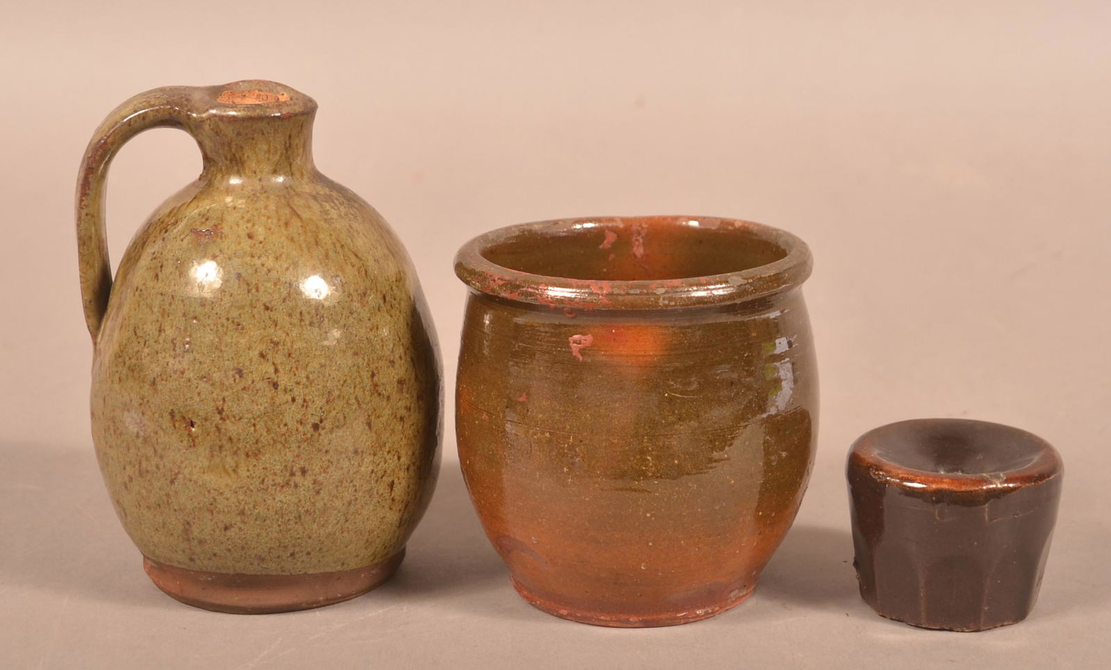 Three Pieces of Antique Glazed Pottery. (1 of 3)