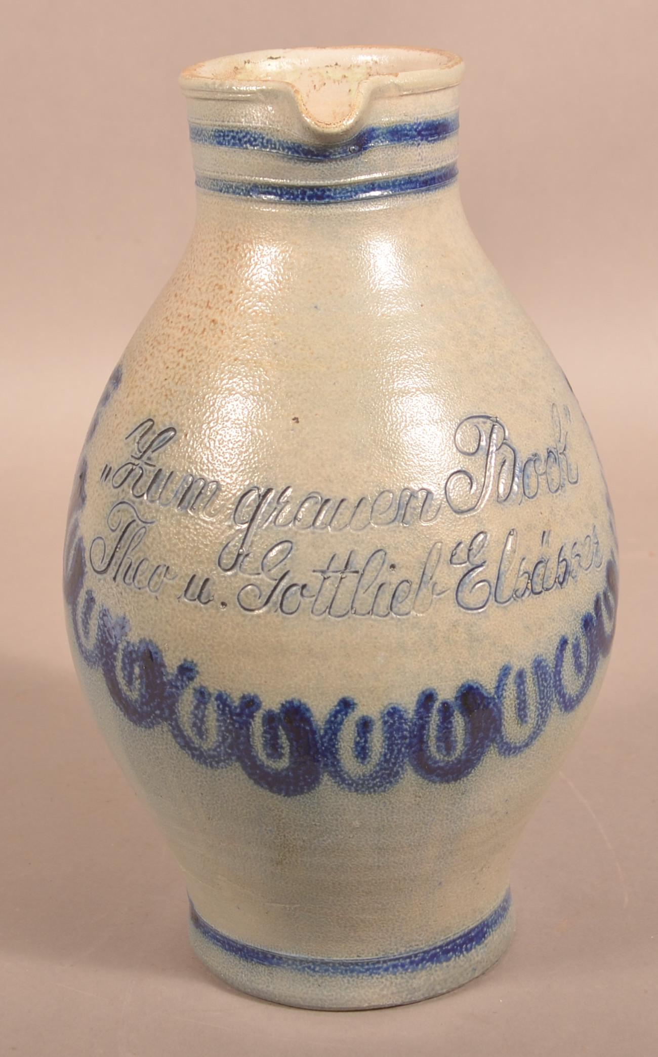 German Westerwald Stoneware Verse Pitcher. (1 of 4)