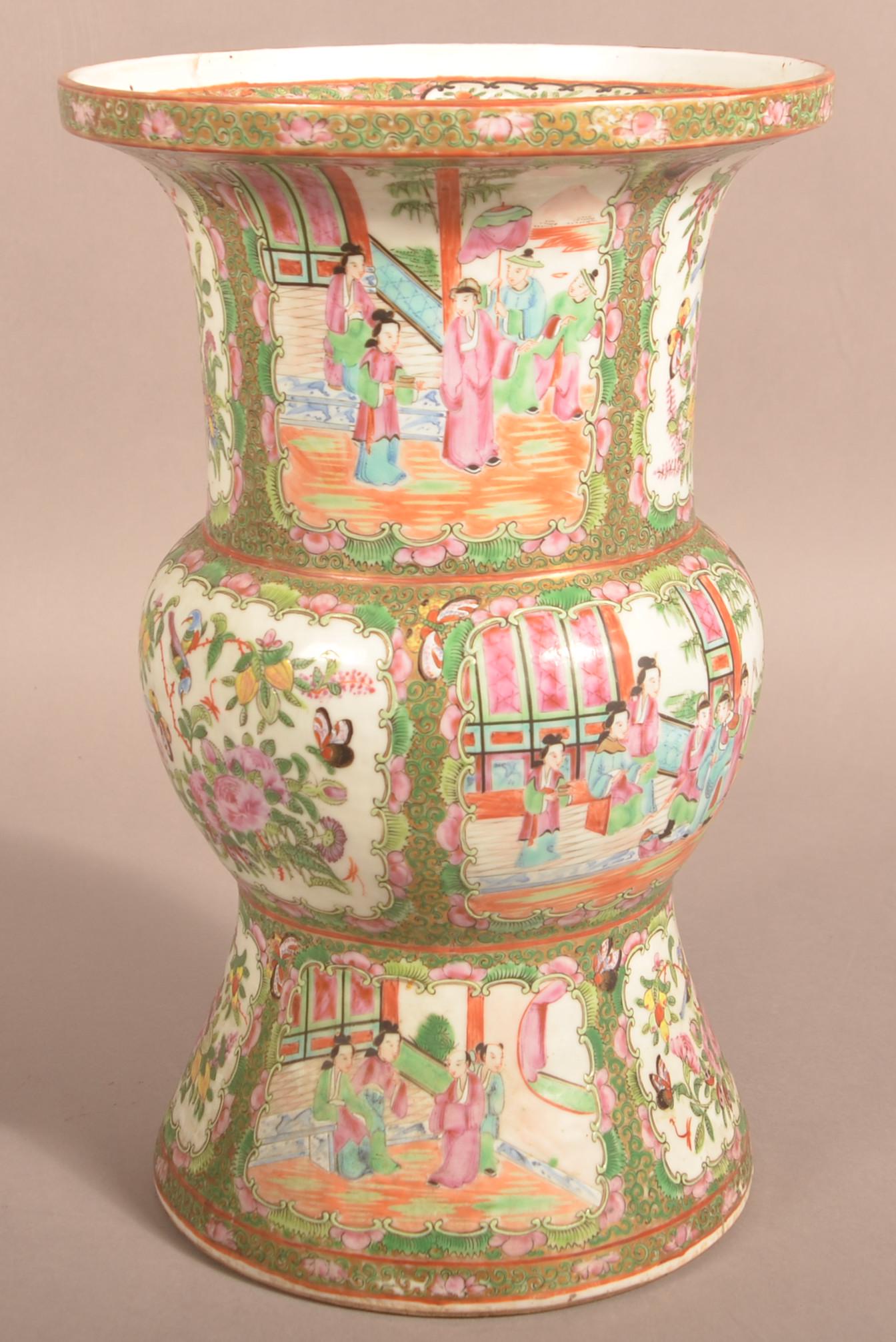 Antique Rose Medallion Oriental Porcelain Vase. (1 of 5)