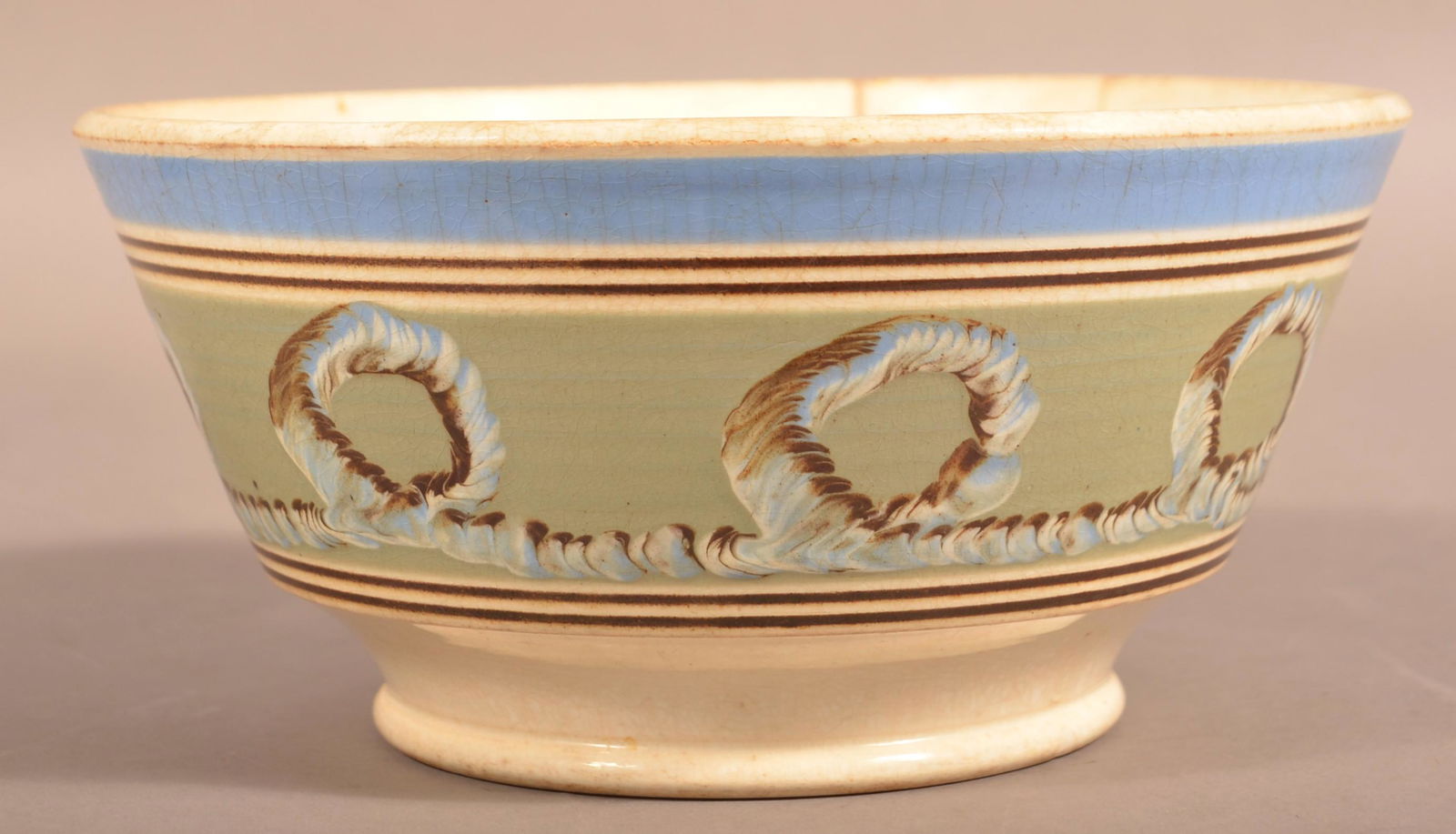 19th Century Earthworm Mocha China Bowl. (1 of 5)