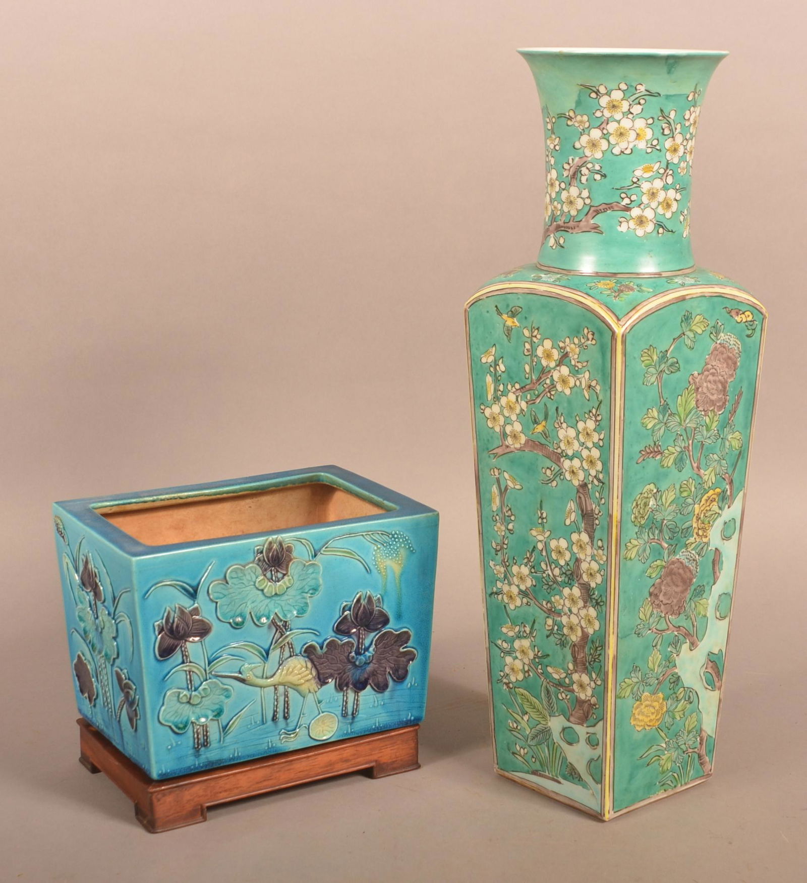 Oriental Glazed China Vase and Planter. (1 of 9)
