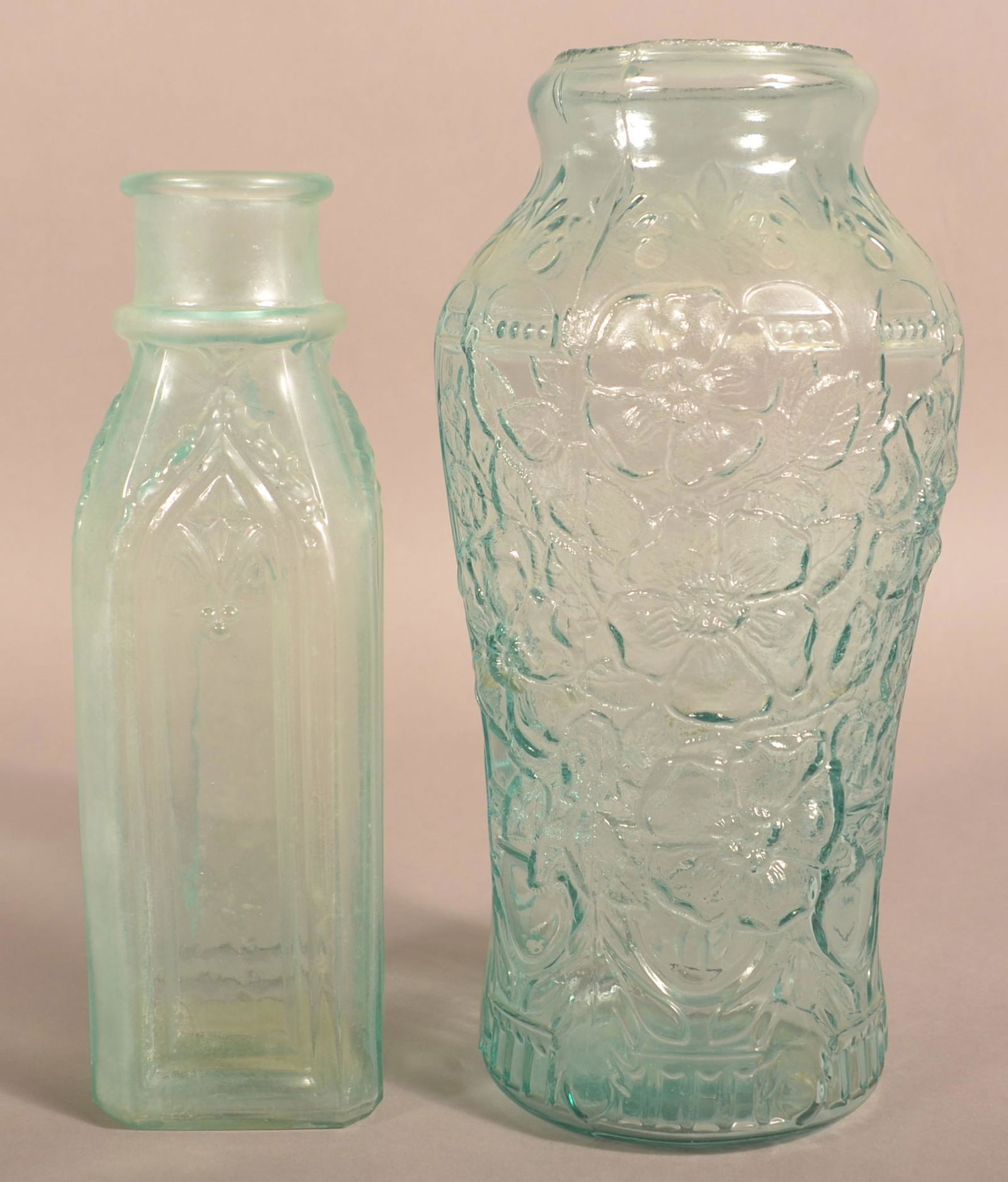 Two Antique Aqua Glass Pickle Jars. (1 of 4)