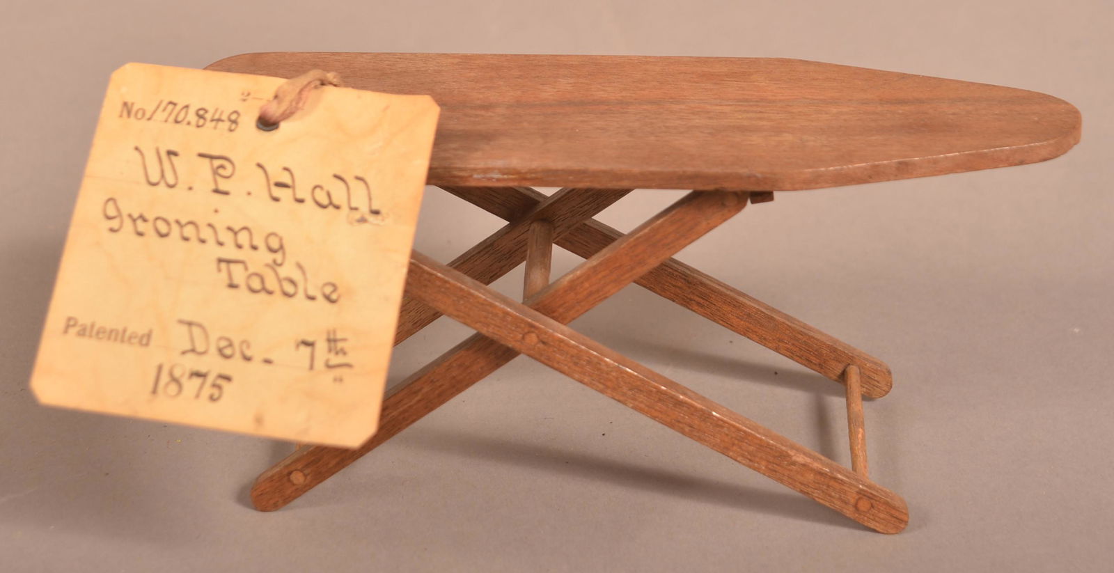 W.P. Hall Ironing Table Patent Model. (1 of 3)