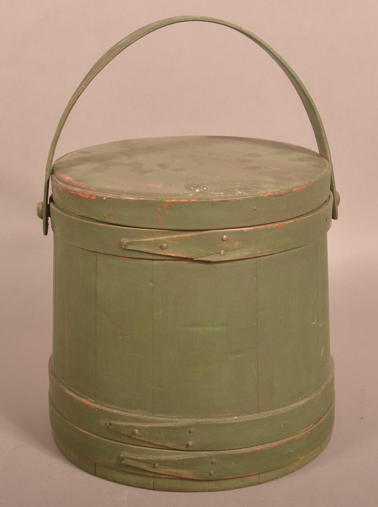 19th Century Green Painted Covered Firkin. (1 of 4)