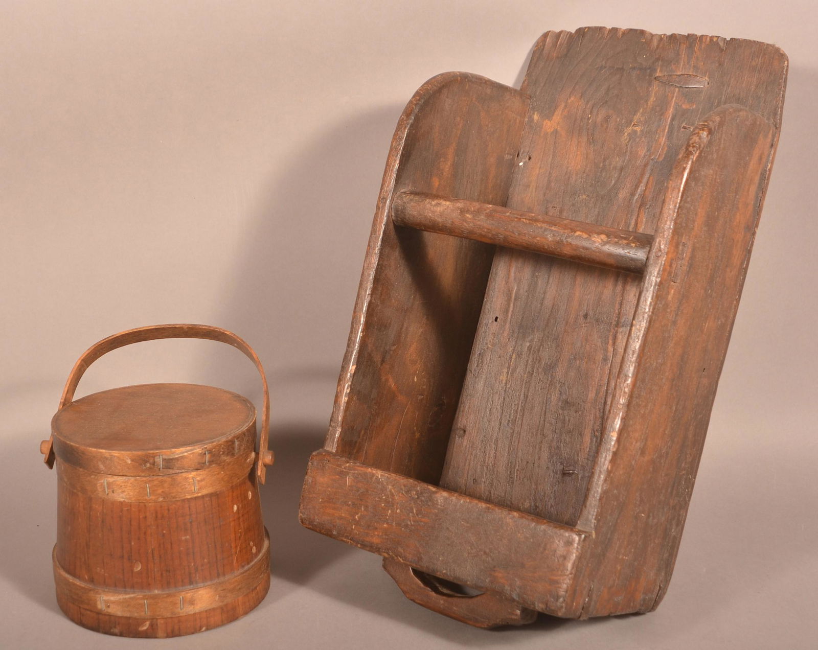 Small Vintage Firkin and Antique Feed Scoop. (1 of 5)