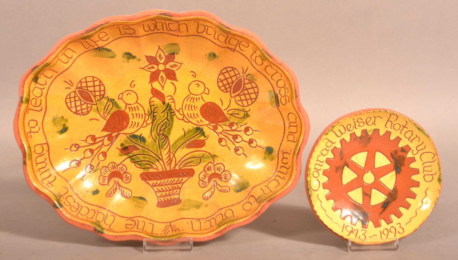Two Breininger Pottery Sgrafitto Dishes. (1 of 2)