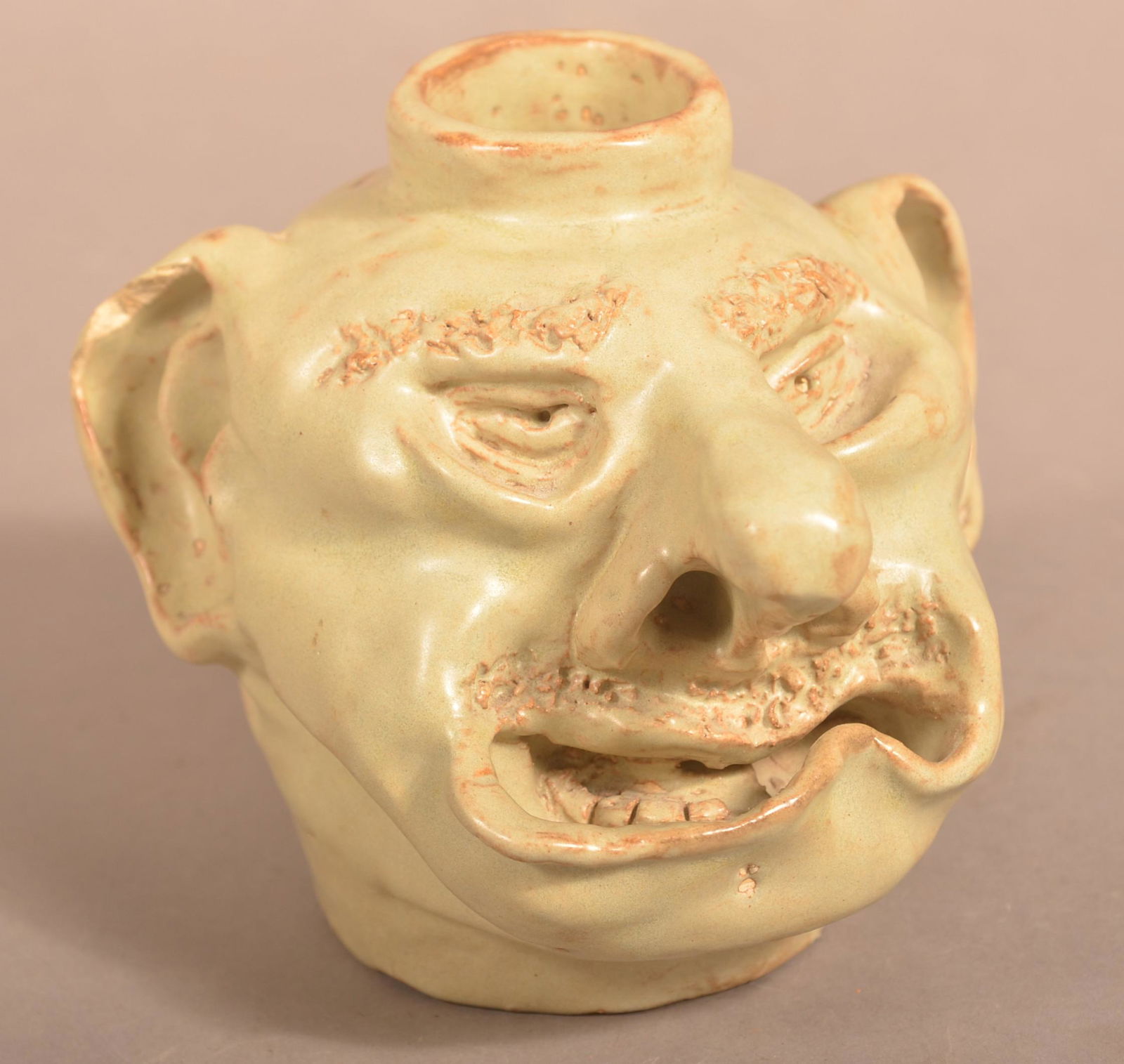 Grotesque Glazed Pottery Face Jug. (1 of 5)
