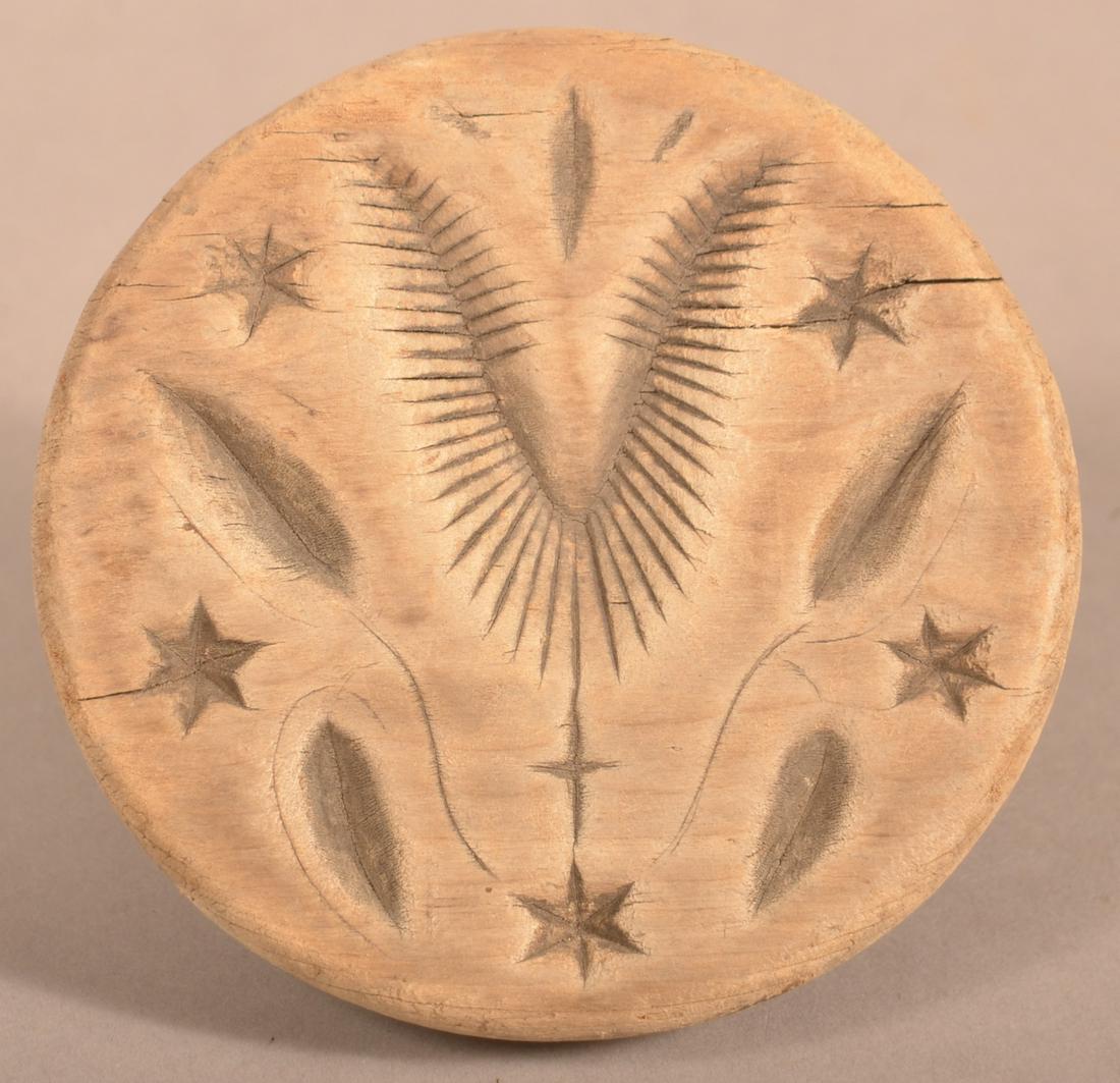 Primitive 19th Century Stylized Tulip Butter Print. (1 of 3)