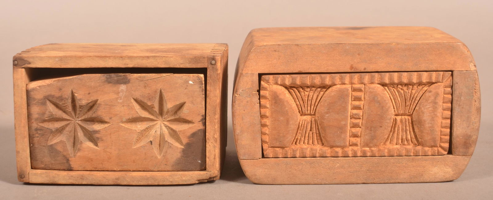 Two Antique Rectangular Case Butter Prints. (1 of 3)