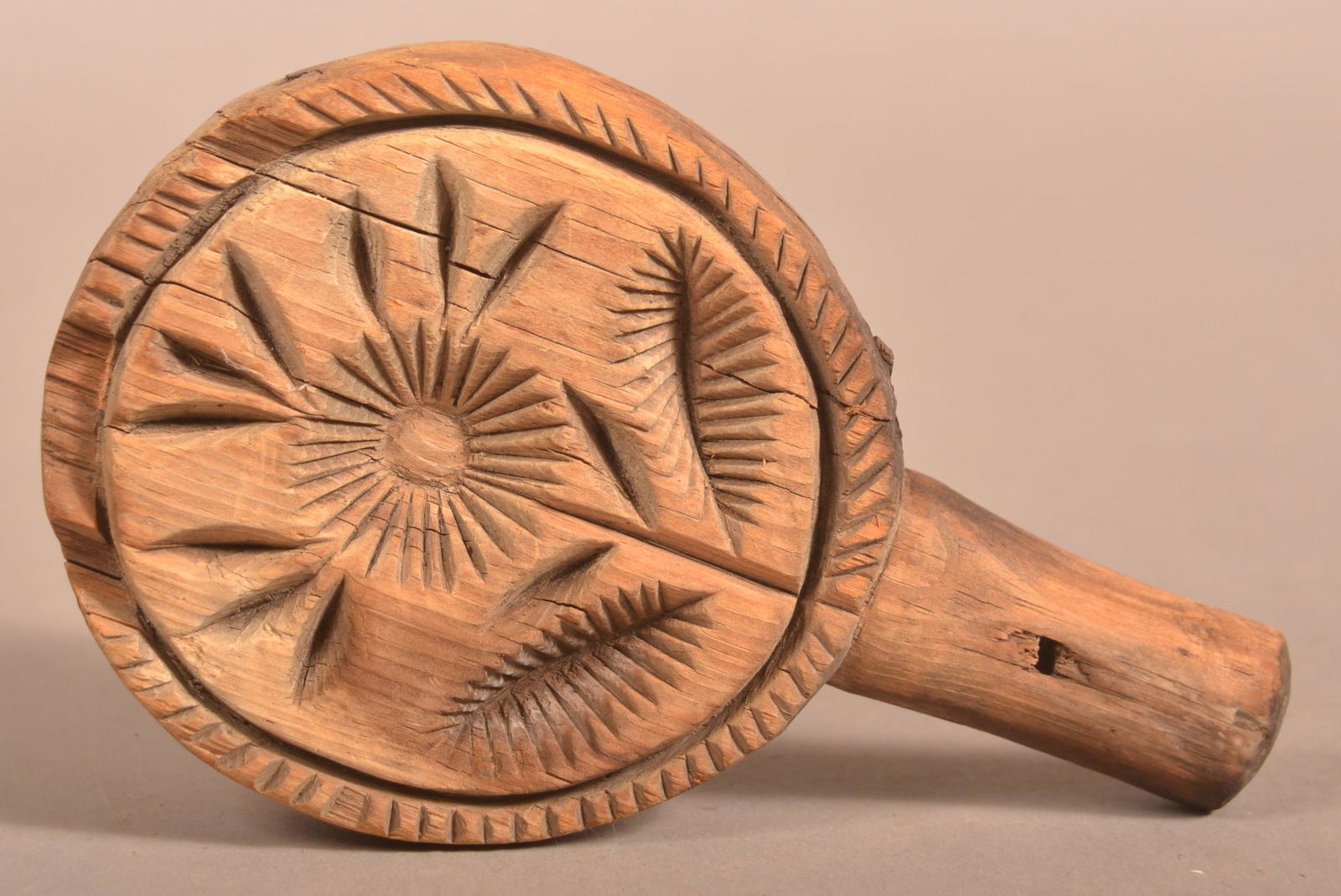 Primitive Floral Carved Lollipop Butter Print. (1 of 4)