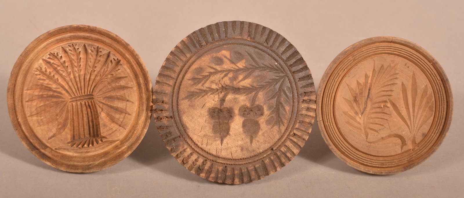 Three Antique Carved Butter Prints. (1 of 3)