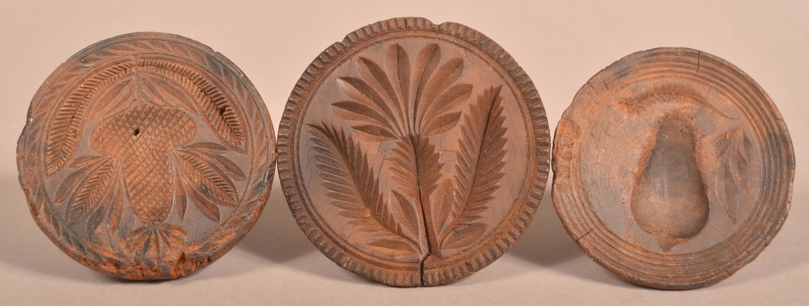 Three Antique Carved Wood Butter Prints. (1 of 3)