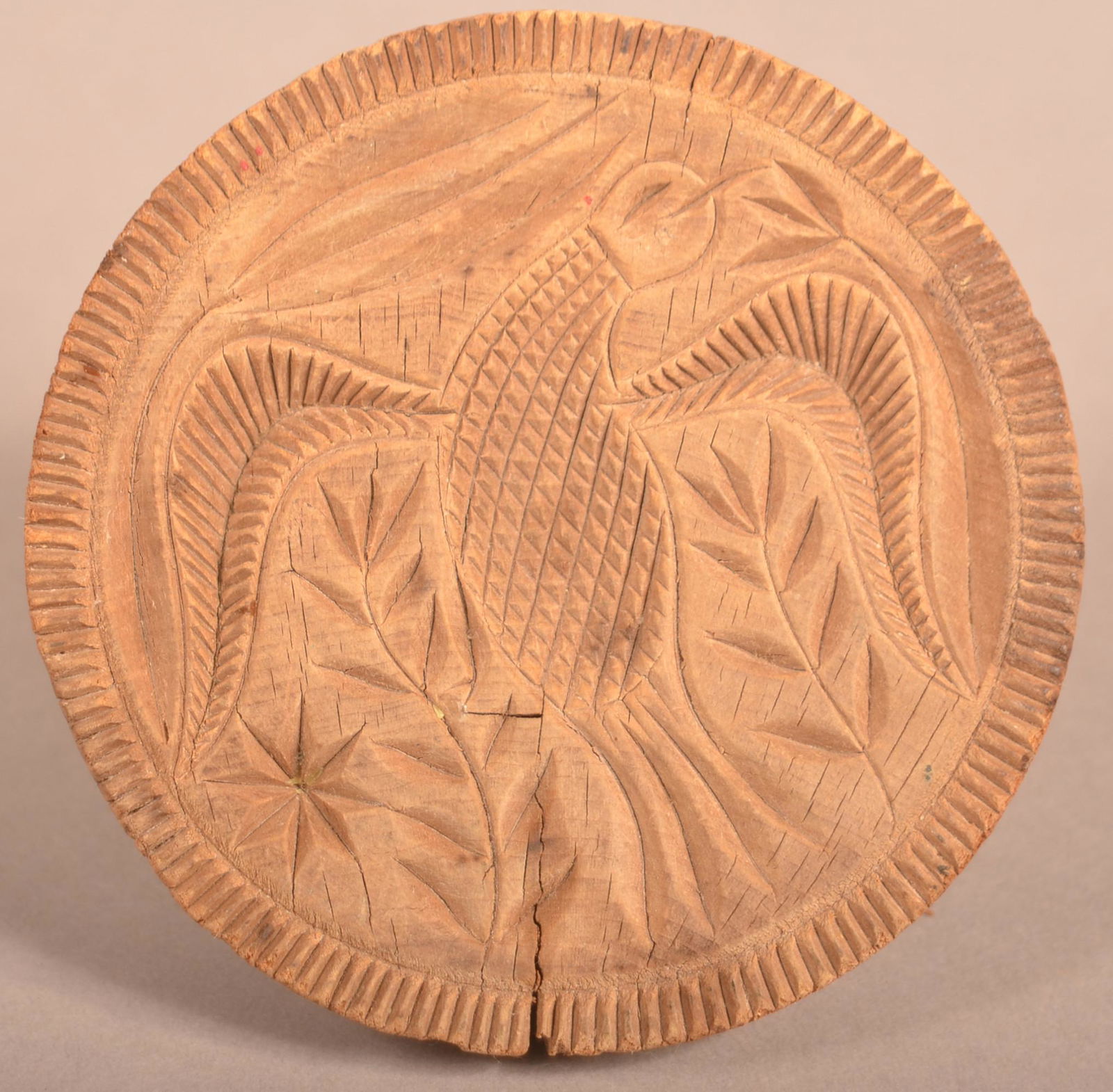 Antique Carved Maple Eagle Butter Print. (1 of 3)