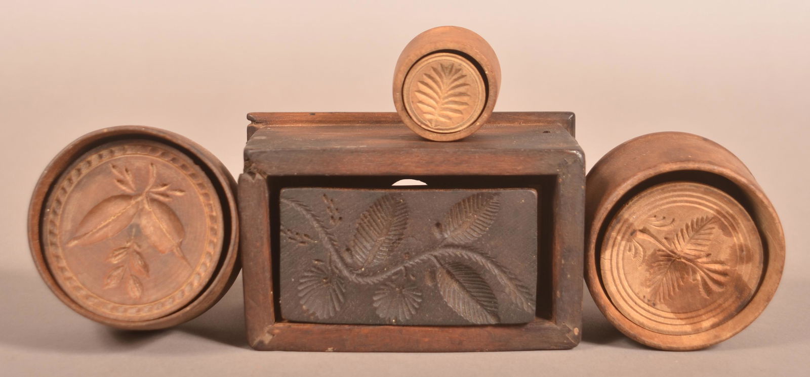 Four Antique Carved Wood Butter Prints. (1 of 3)