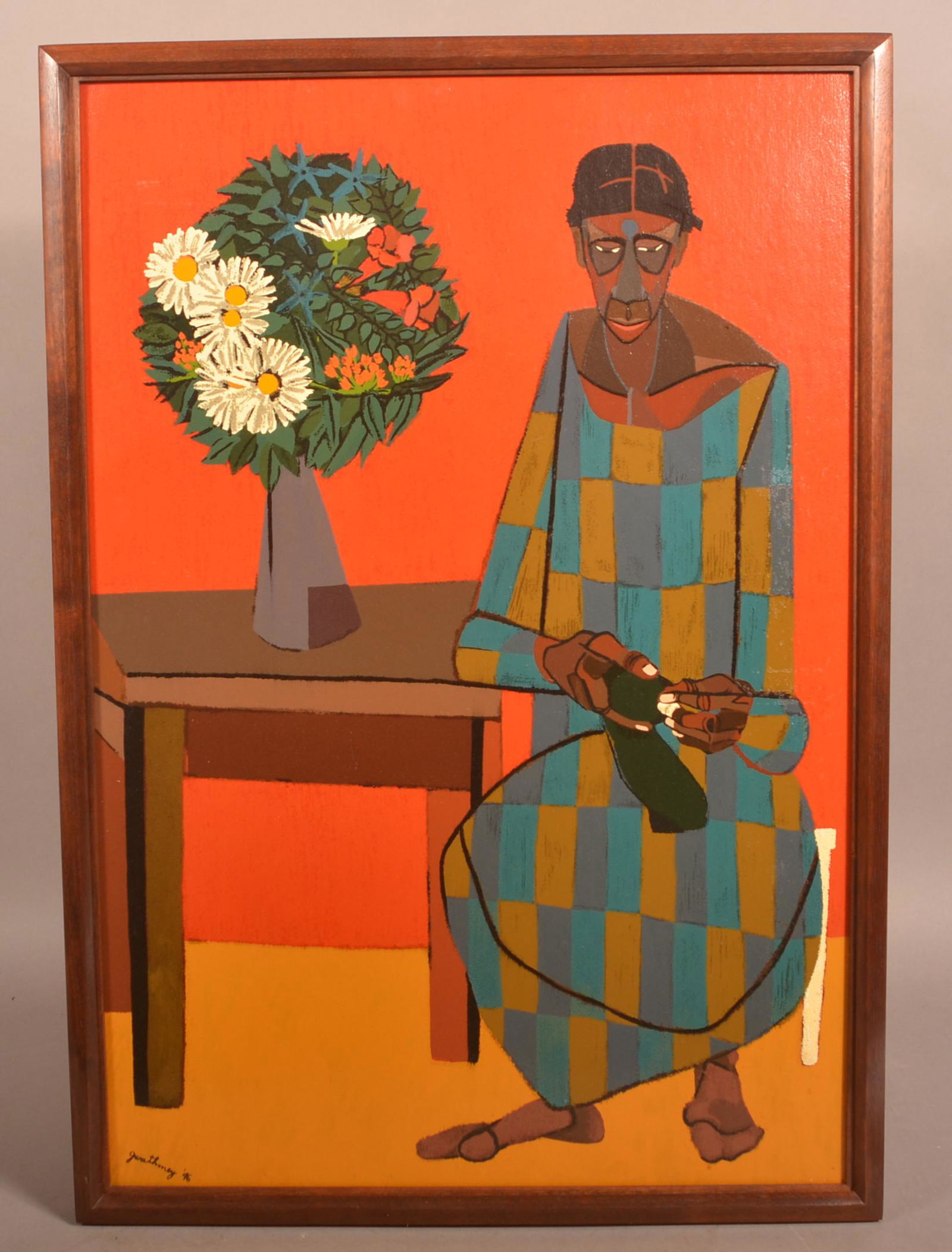 Robert Gwathmey Woman with Flowers Silkscreen. (1 of 3)