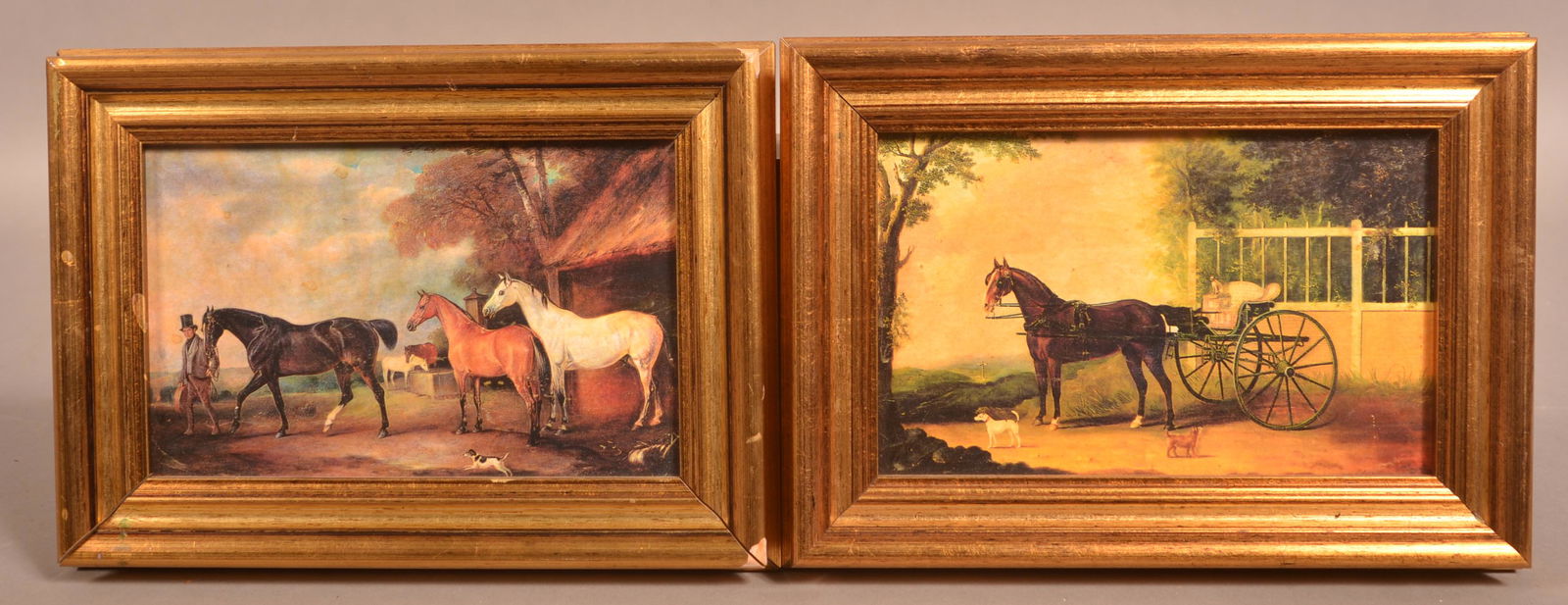 Pair of English Equestrian Prints on Canvas. (1 of 8)