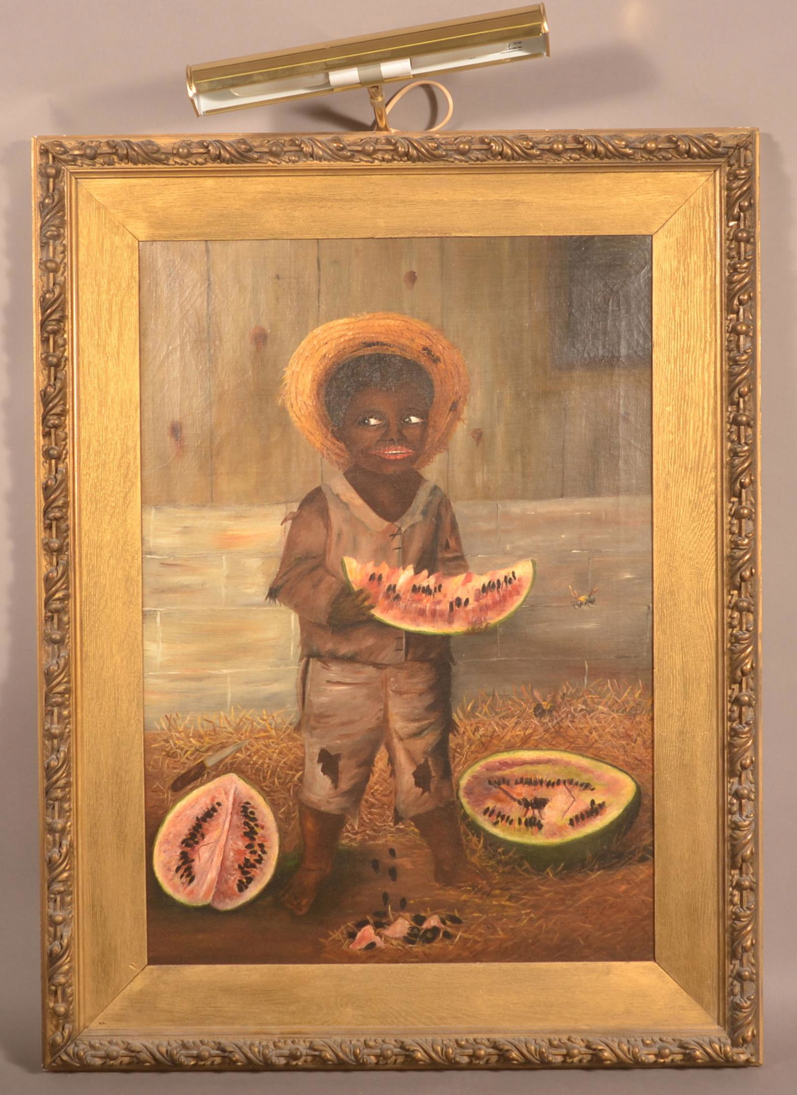 Black Americana Oil on Canvas Folk Art Painting. (1 of 5)