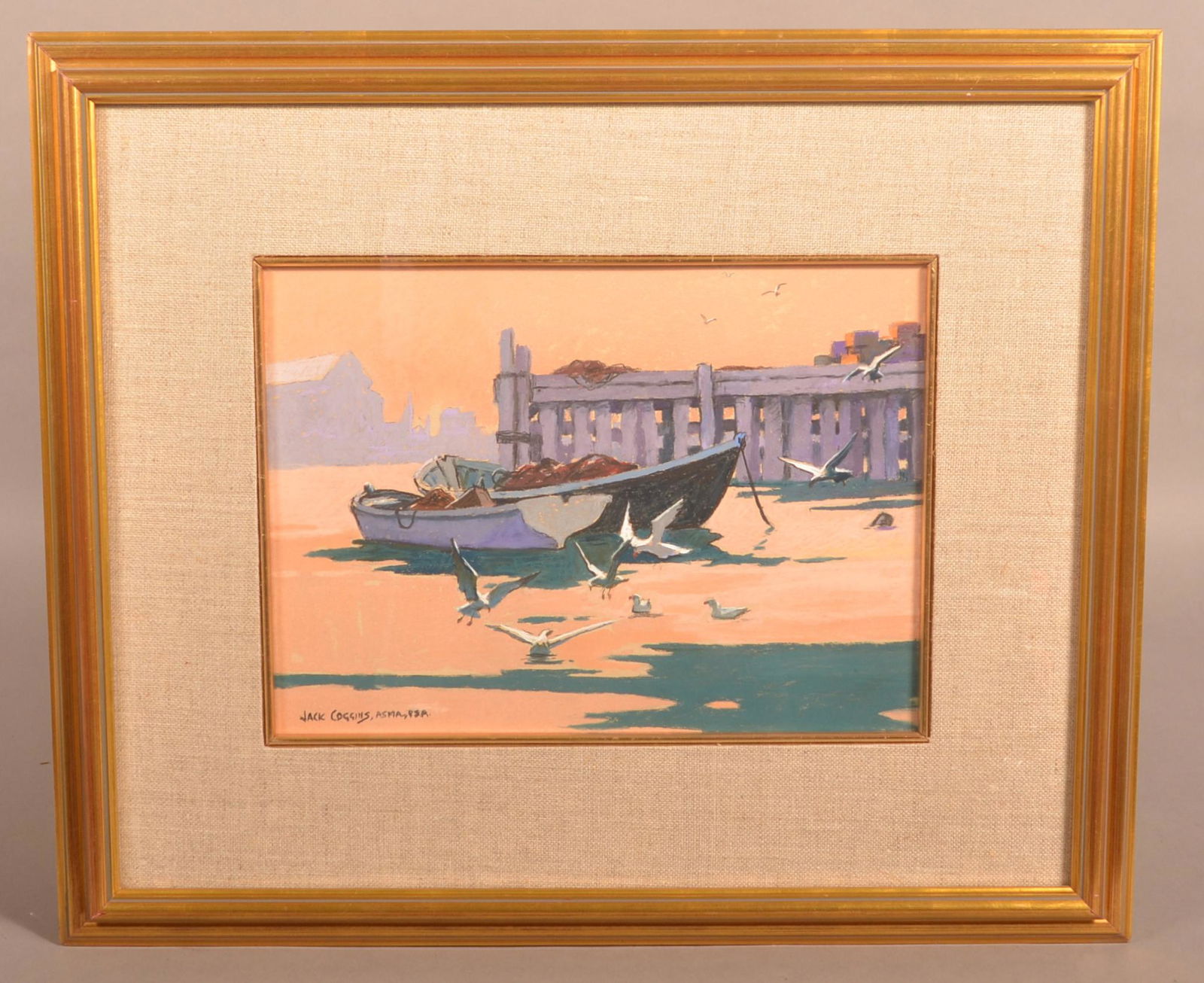 Jack Coggins Pastel Marine Art Painting. (1 of 4)