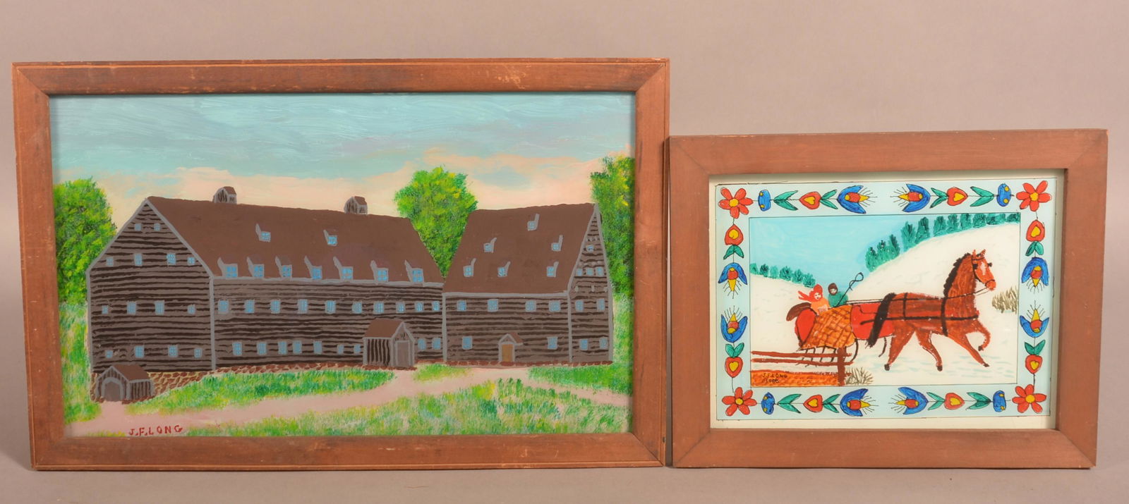 Two J. F. Long Reverse Paintings On Glass. (1 of 1)