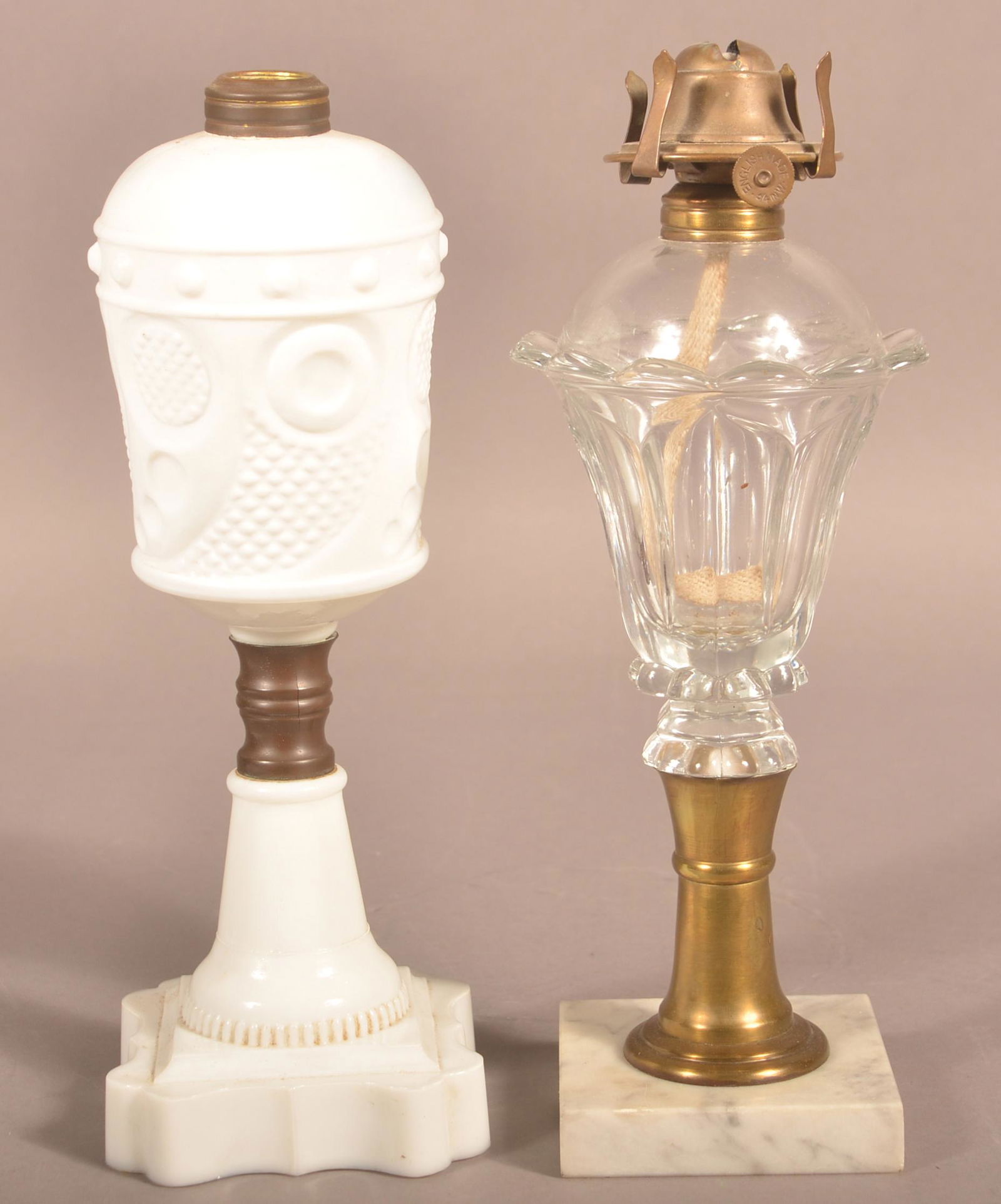 Two Early 19th Century Glass Fluid Lamps. (1 of 3)