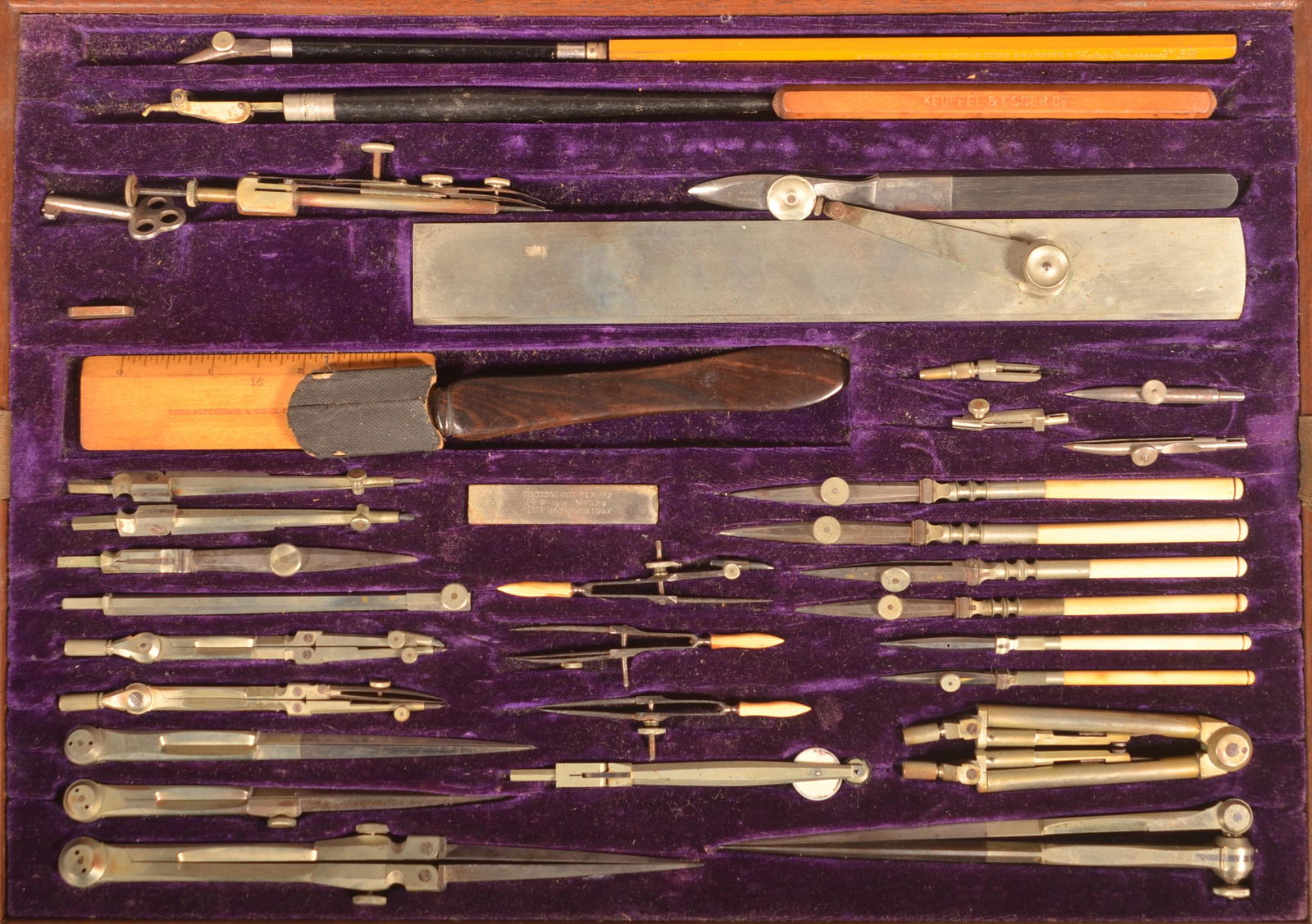 Grossberger & Kutz Rosewood Case Drafting Set. (1 of 9)