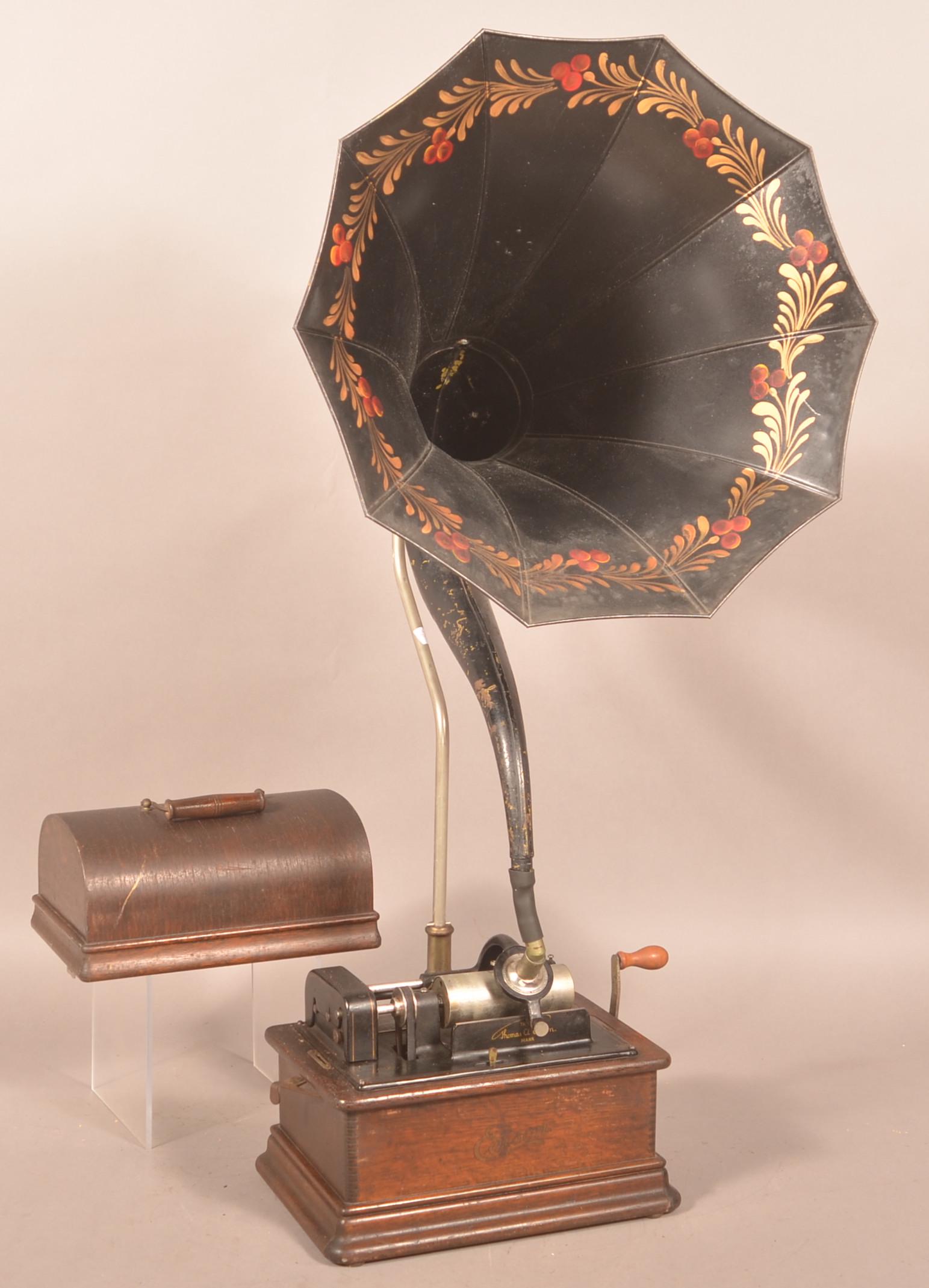 Edison Oak Case Cylinder Phonograph. (1 of 6)