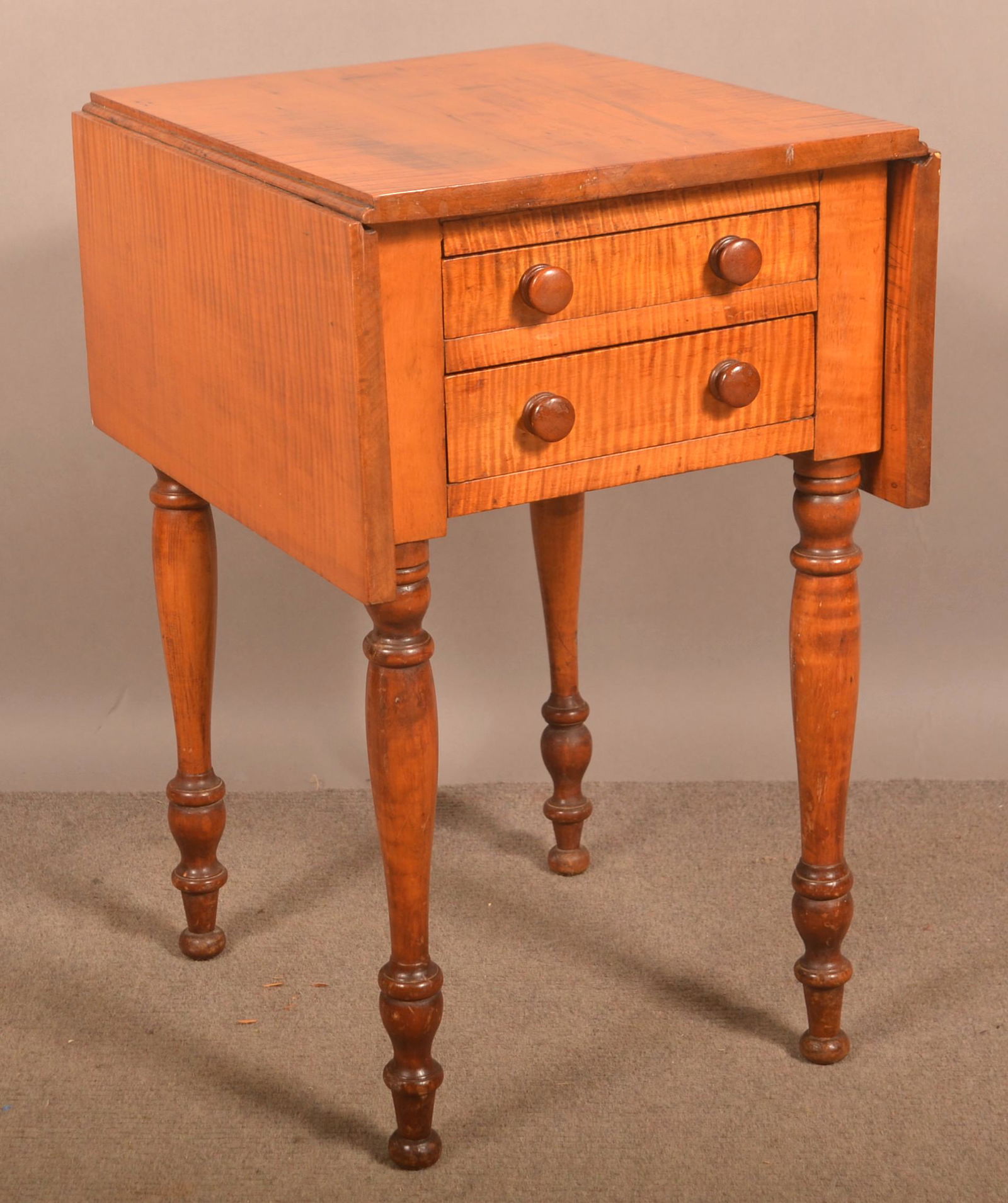 PA Federal Tiger Maple 2-Drawer Workstand. (1 of 4)