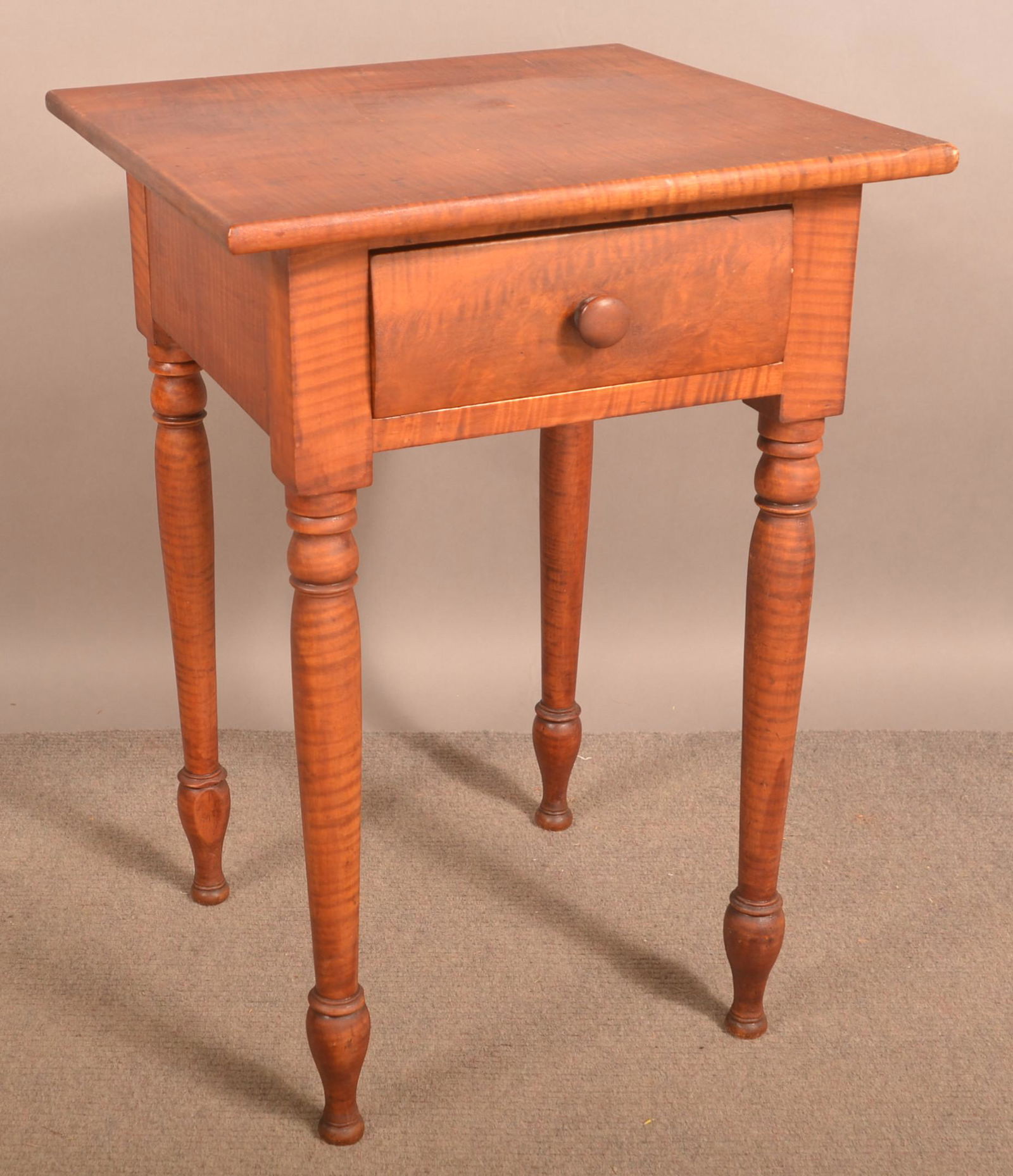 PA Sheraton Tiger Maple 1-Drawer Workstand. (1 of 3)