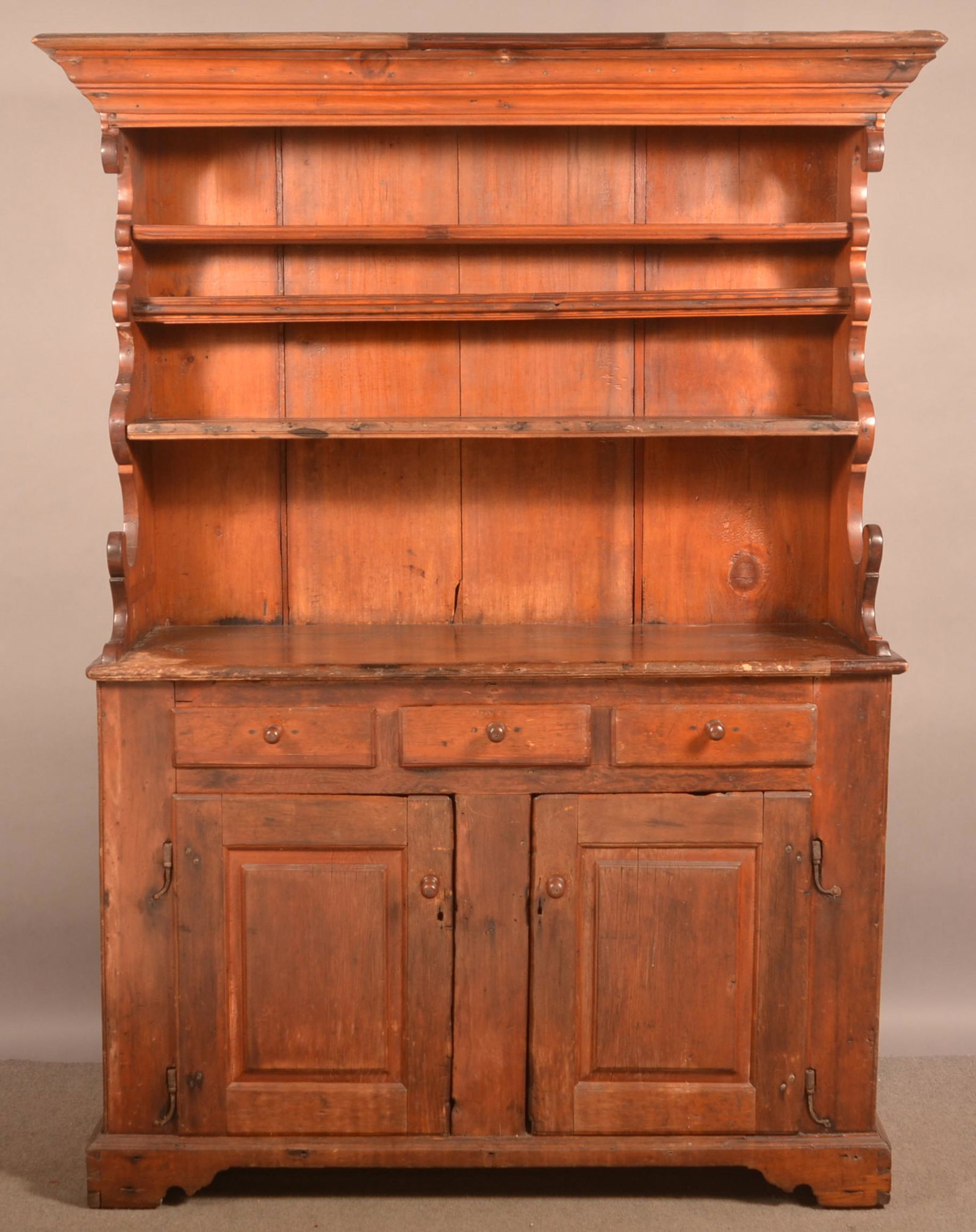 18th Century Softwood 2-Part Pewter Cupboard. (1 of 5)